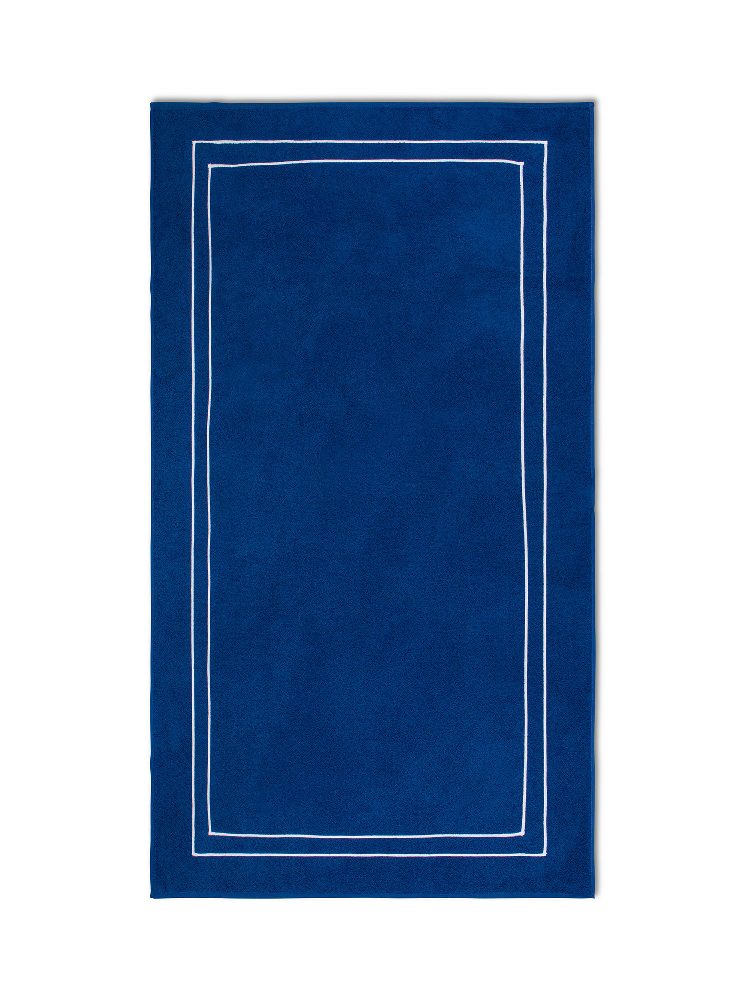Telo mare spugna di cotone motivo cornice, Blu, large image number 0