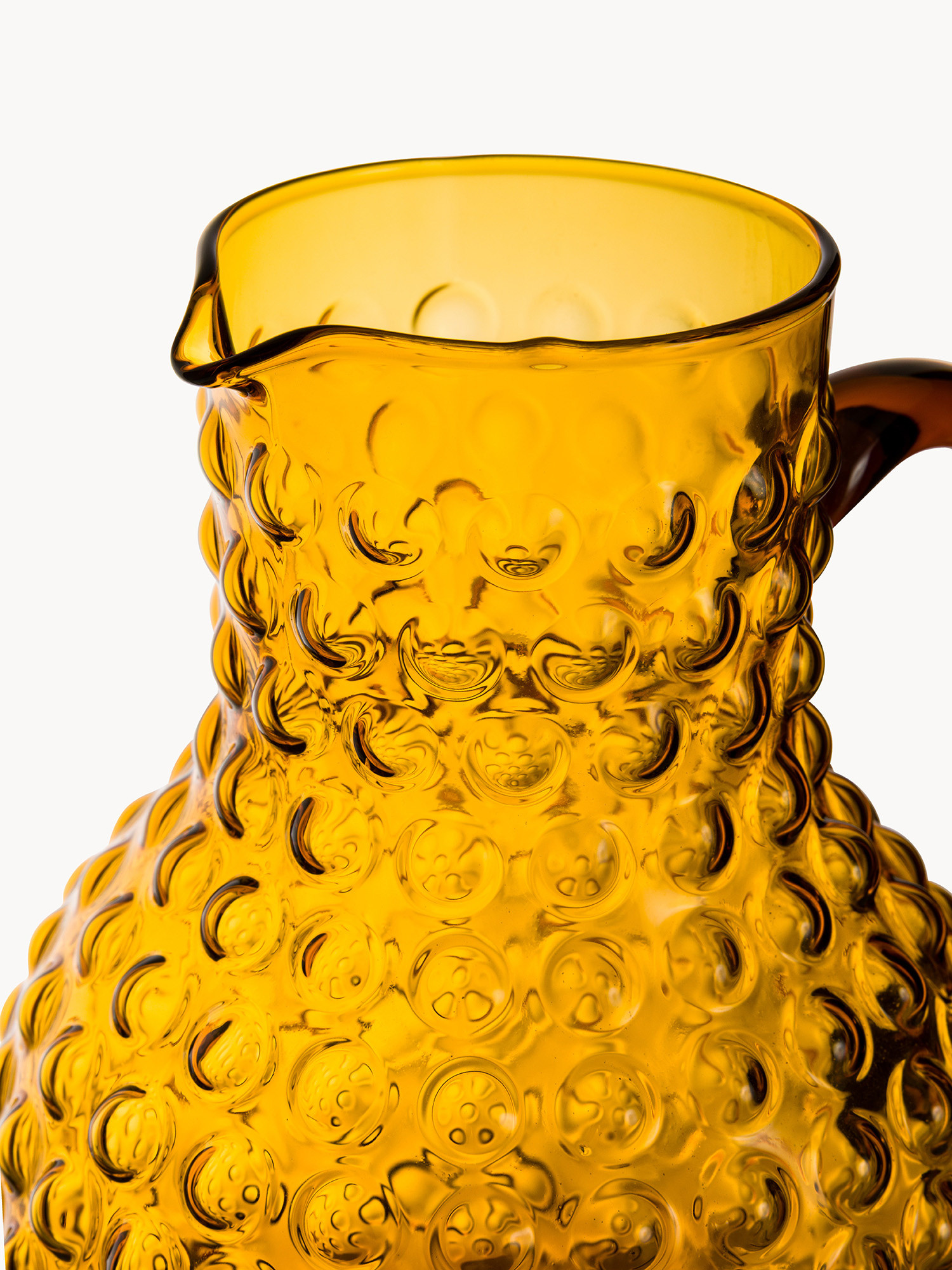 Caraffa in vetro con bolle in rilievo, Giallo ocra, large image number 1