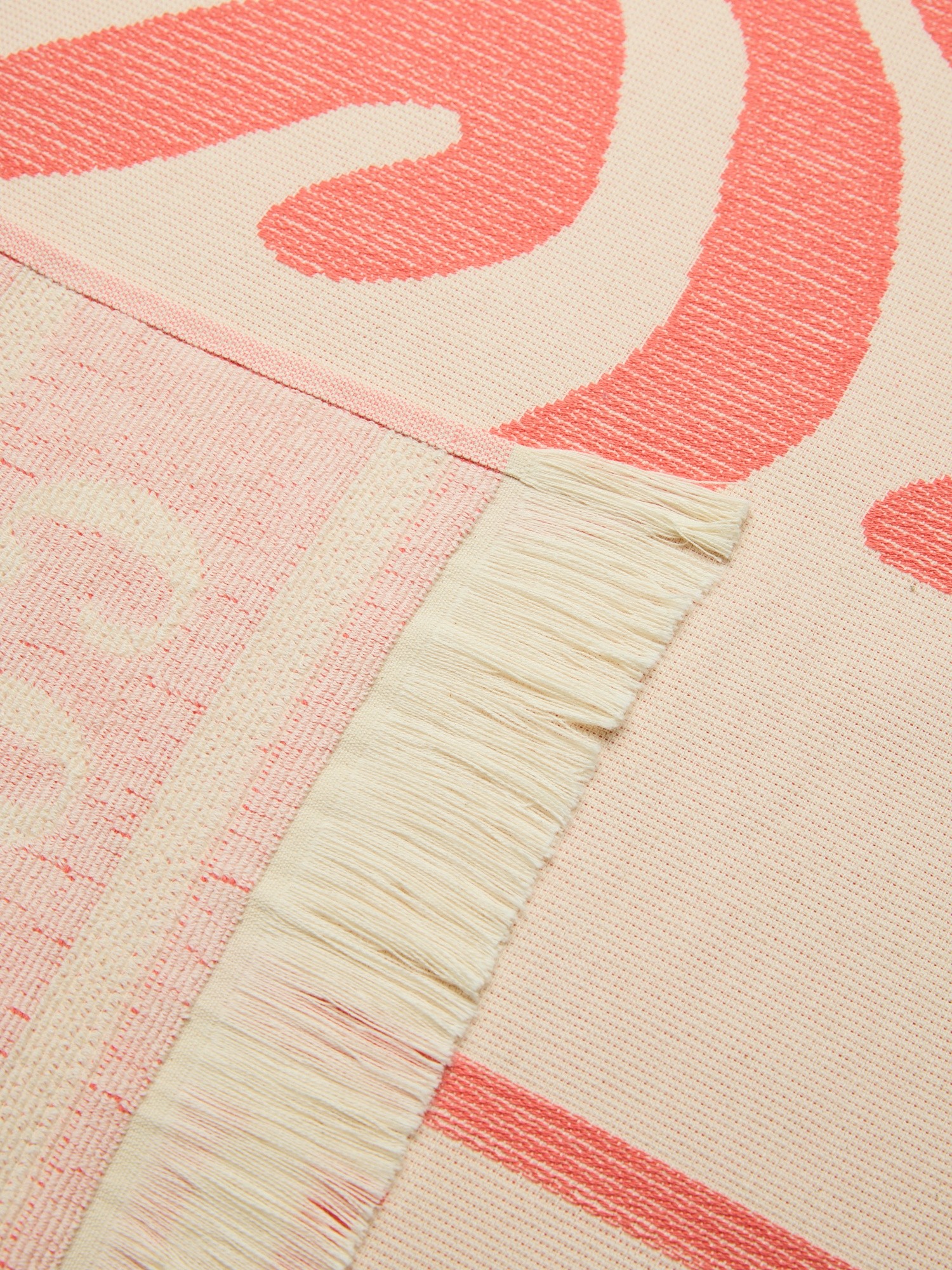 Fringed Cotton Hammam Beach Towel - Introductory Price, Bianco/Rosso, large image number 1