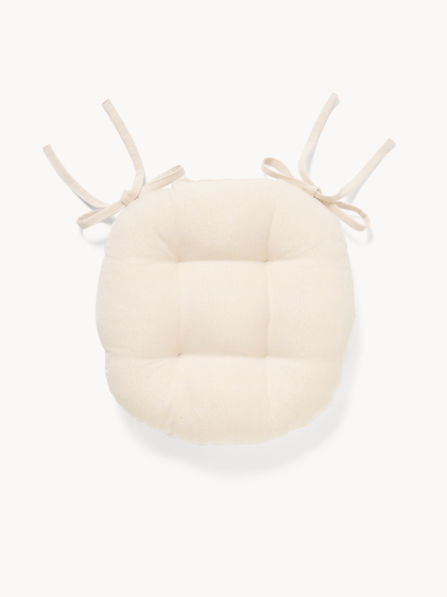 Cotton and lurex chair cushion with ties, White, large image number 0