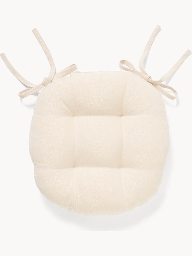 Cotton and lurex chair cushion with ties