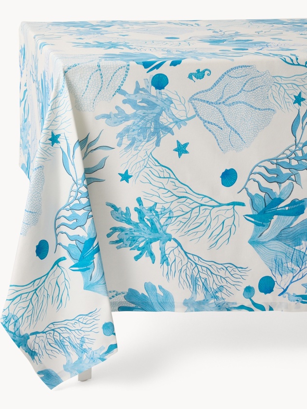 Cotton Panama Tablecloth with Marine Print - Introductory Price