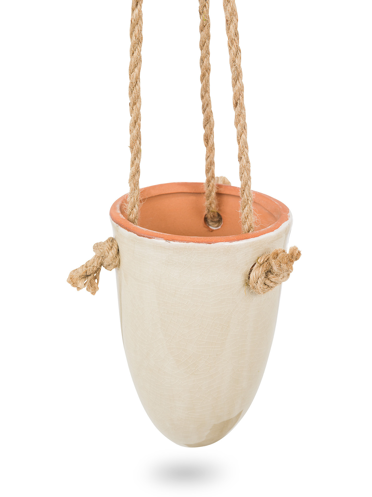 Cachepot in ceramica con corda, Beige, large image number 1