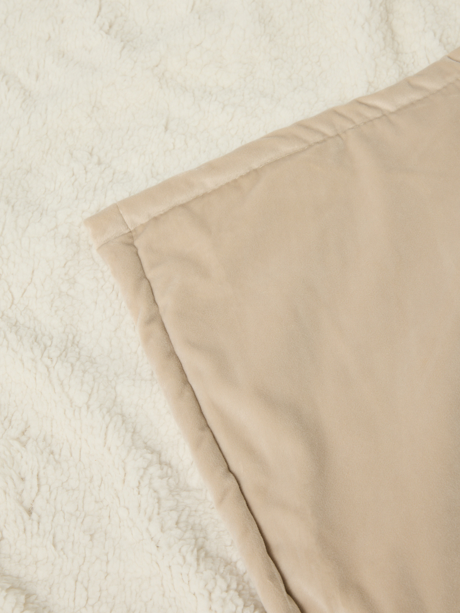Plaid velluto e sherpa, Beige, large image number 1