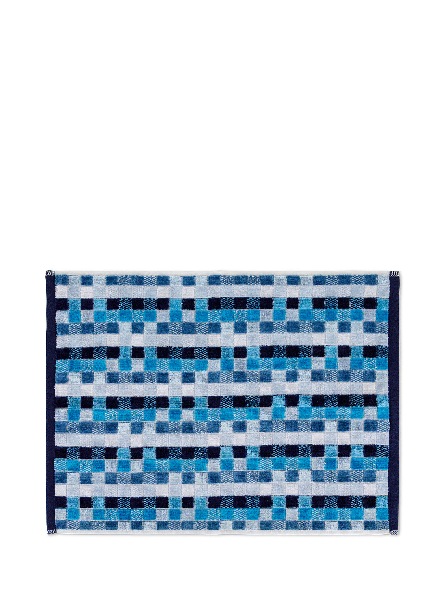 Asciugamano cotone velour motivo a mosaico, Blu, large image number 1