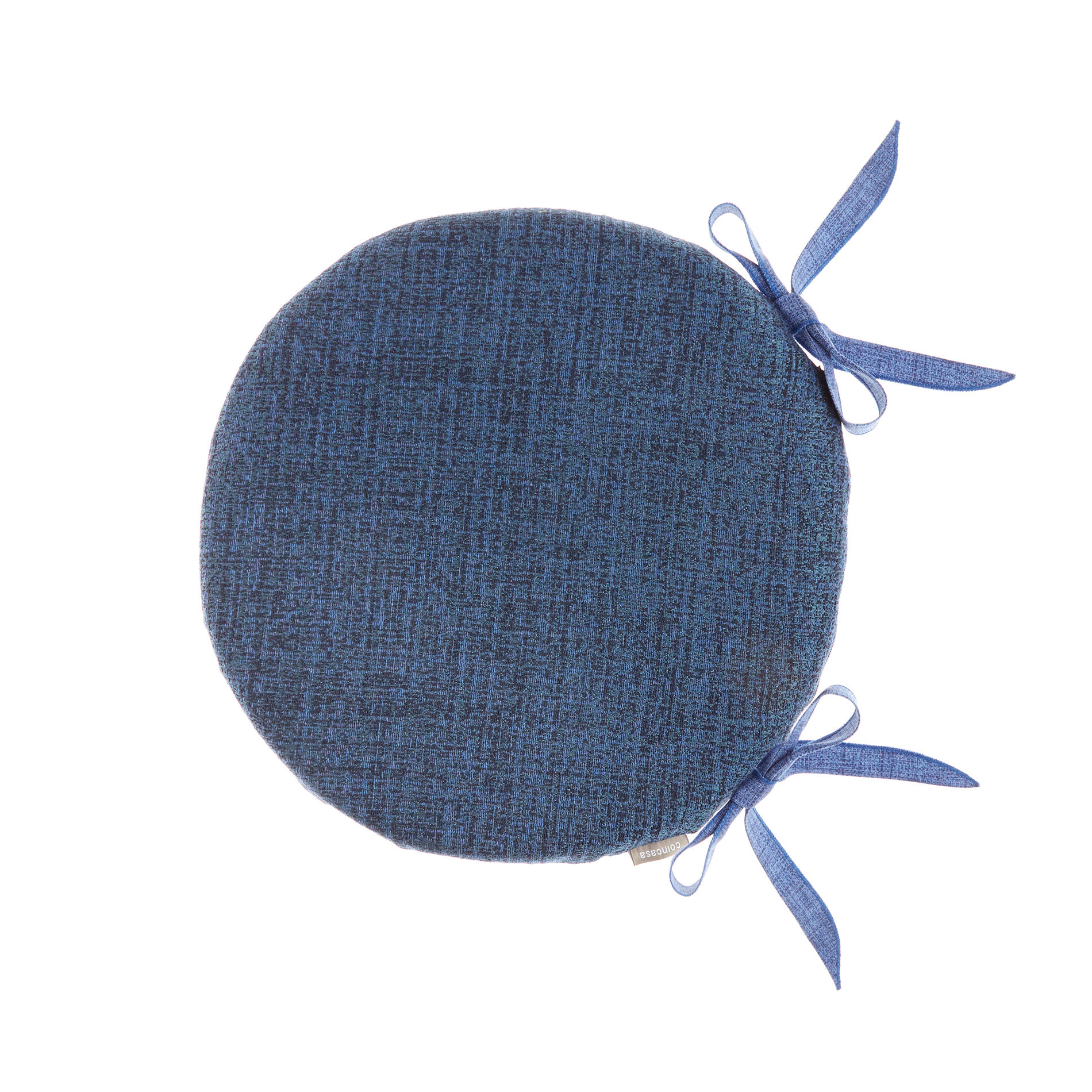 Cuscino da sedia rotondo cotone tinta unita, Blu, large image number 1