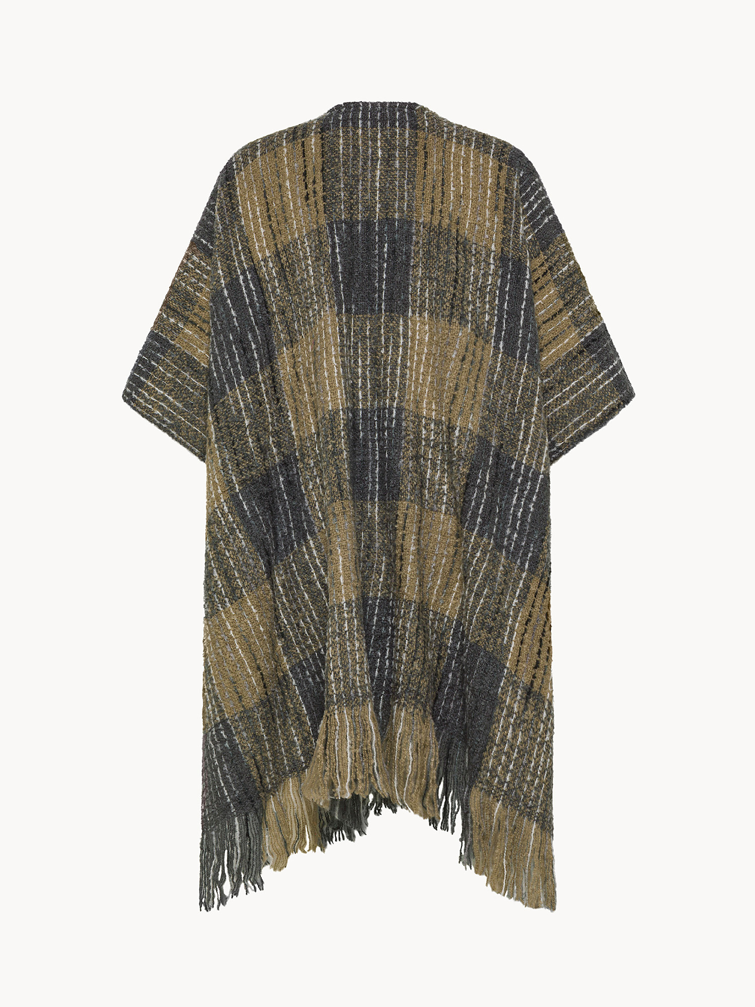 Tartan bouclé poncho, Multicolor, large image number 1