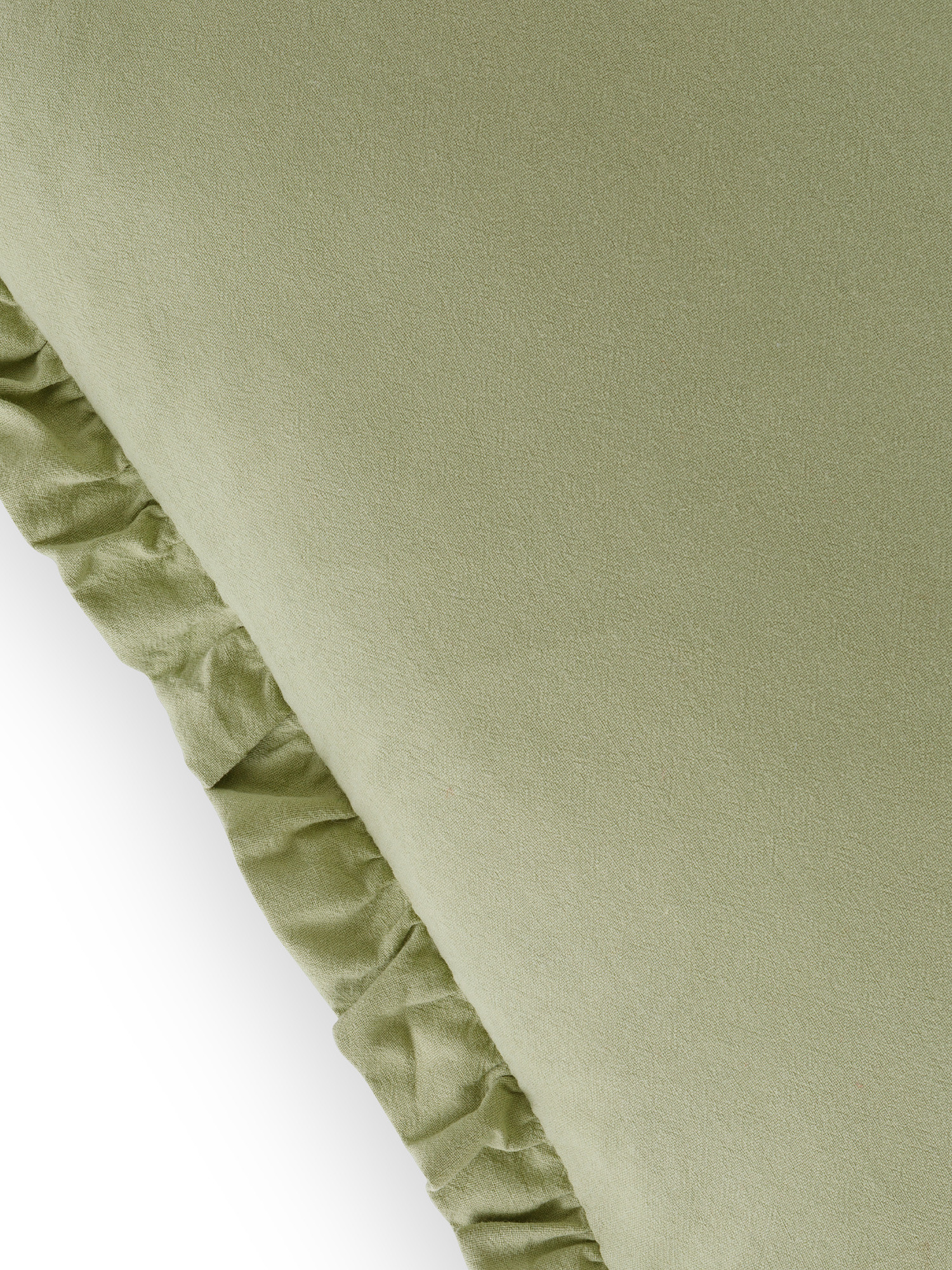 Cuscino cotone con volant 45x45cm, Verde, large image number 1