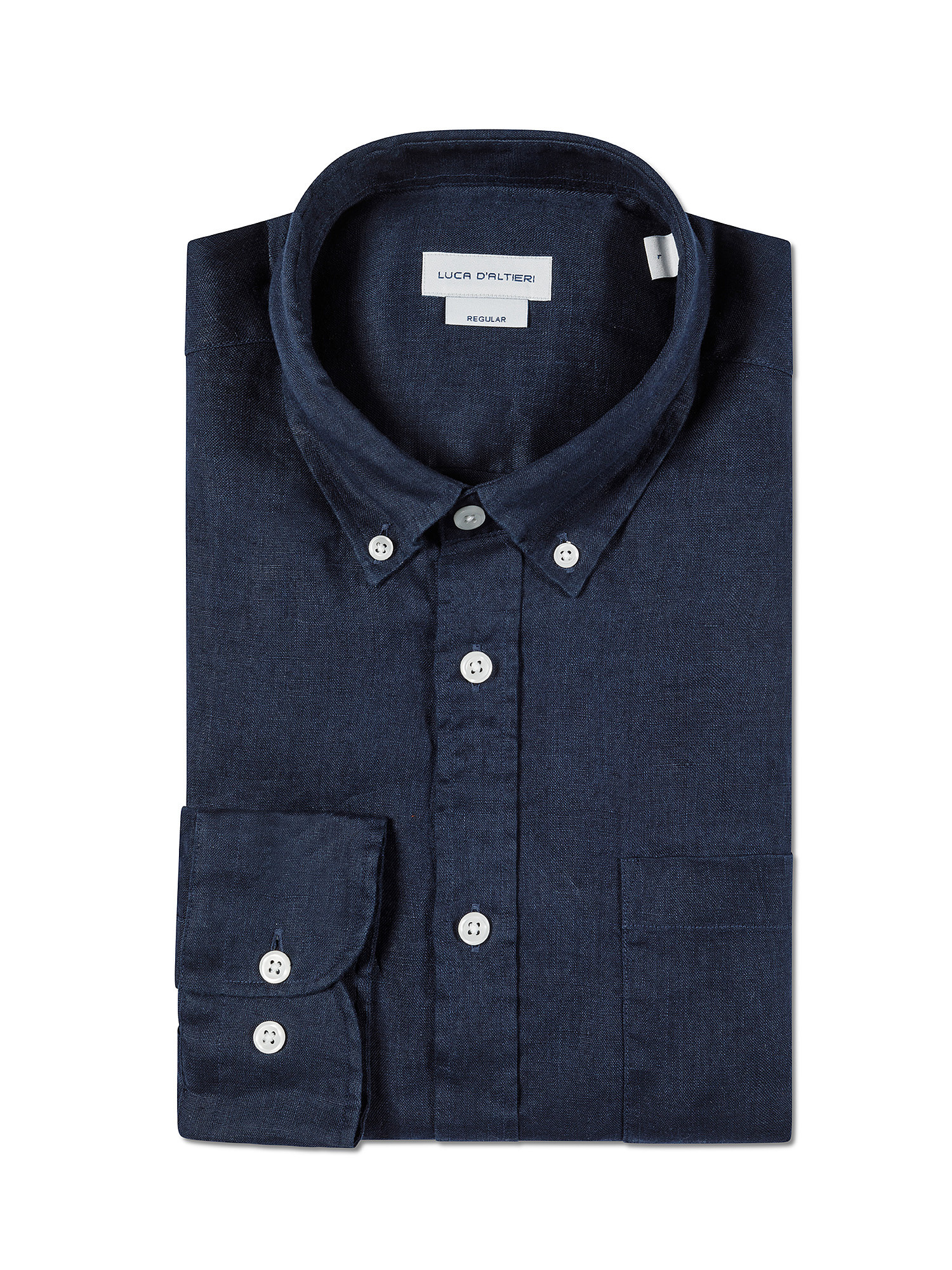 Luca D'Altieri - Regular fit shirt in pure linen, Blue, large image number 2