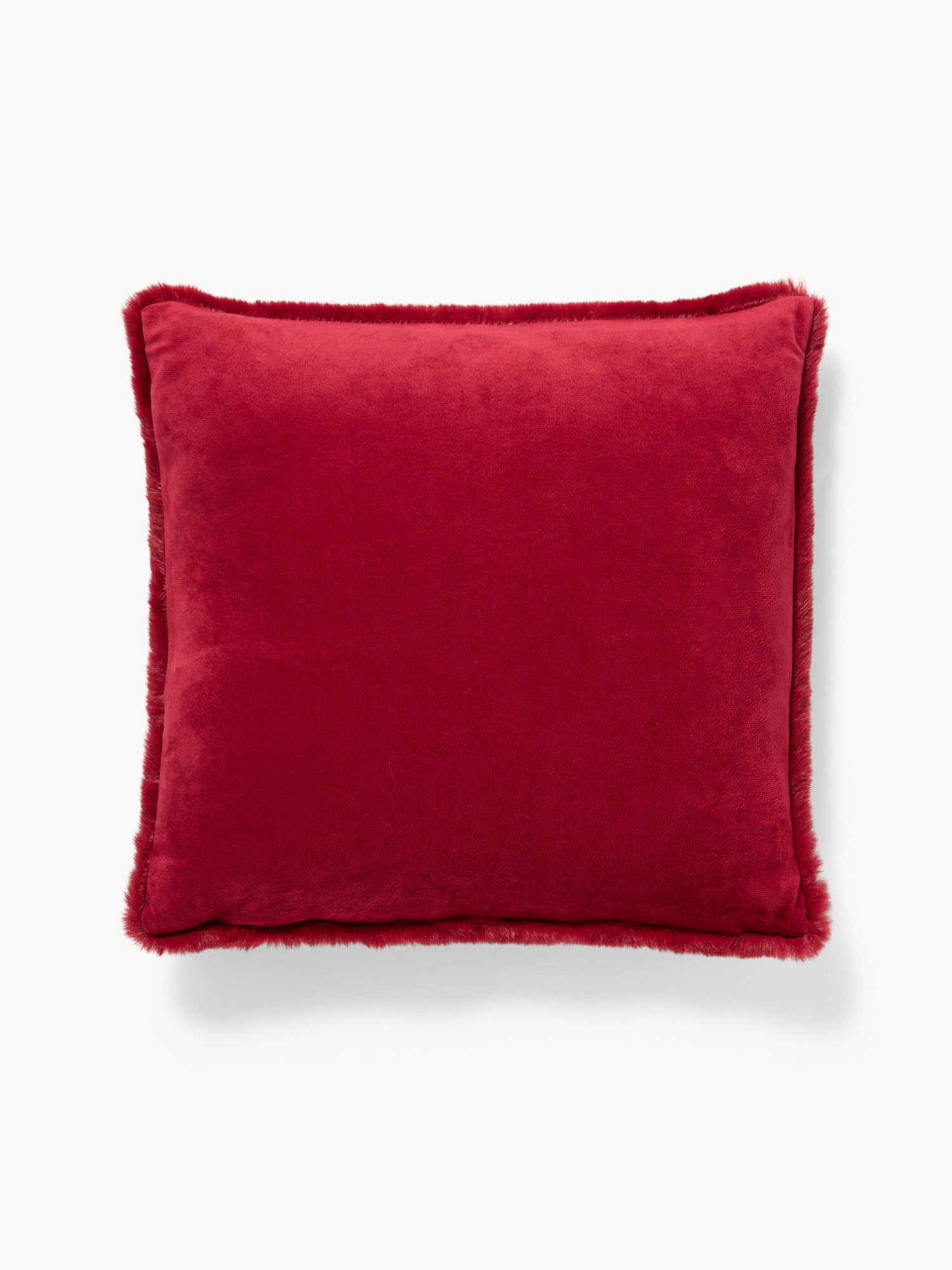 Cuscino effetto pelo tinta unita, Rosso, large image number 1