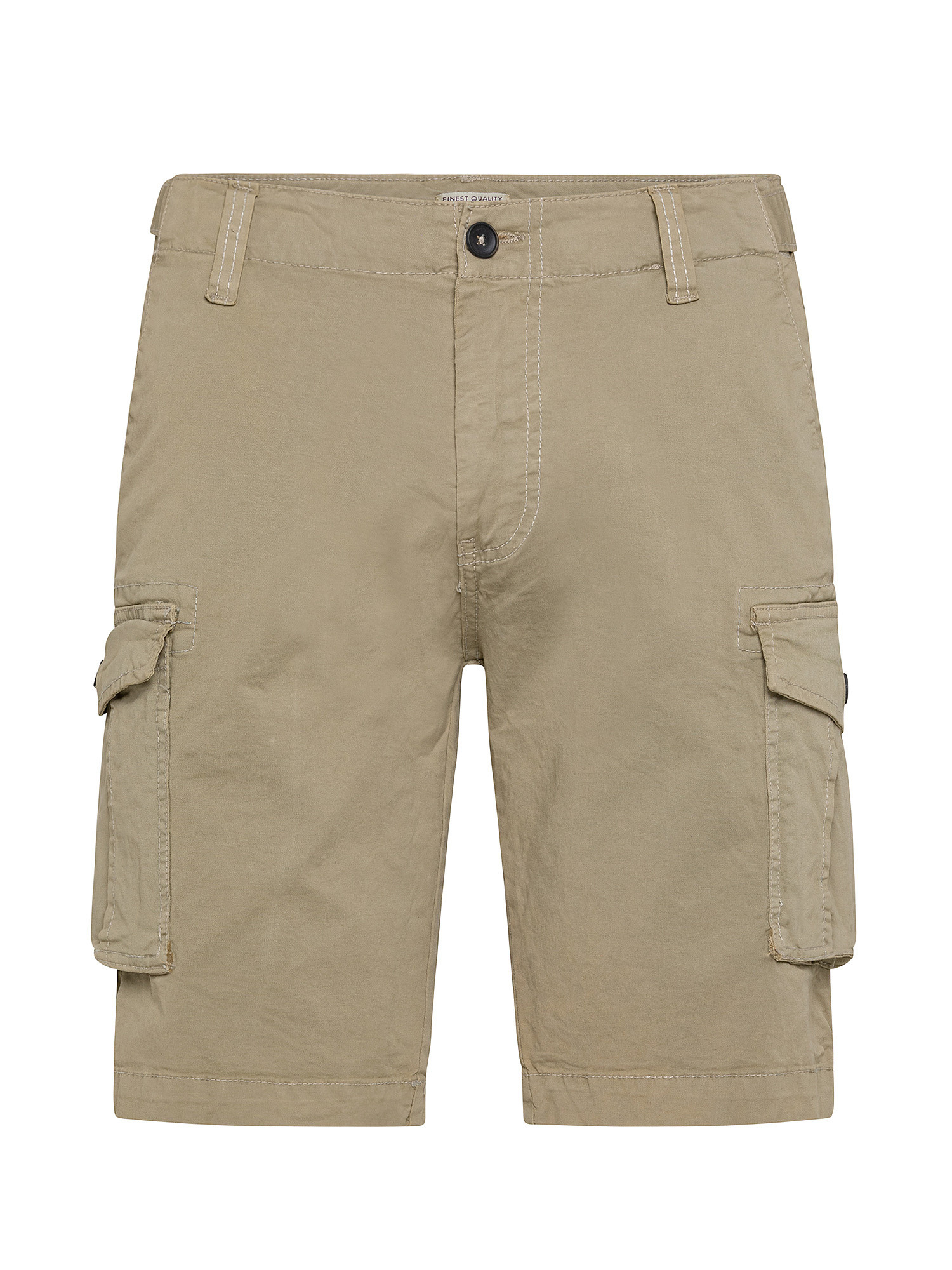 Stretch cotton cargo bermuda shorts with large pockets, Beige, large image number 0