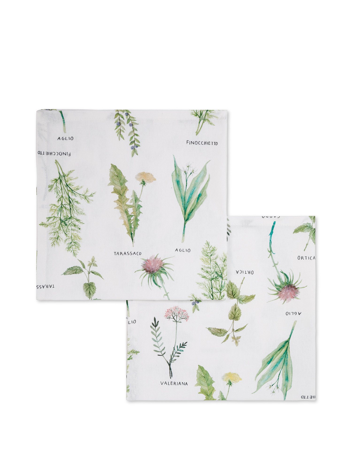 Set of 2 Cotton Panama napkins with botanical print, White, large image number 0