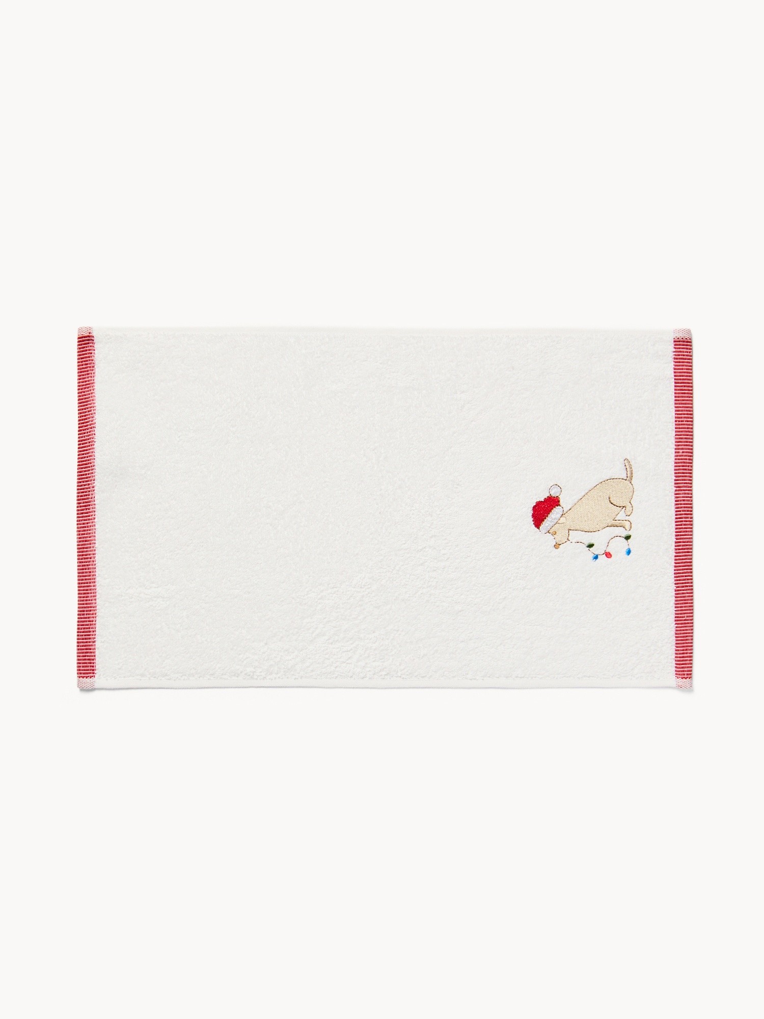 Set 2 asciugamani in spugna di cotone cagnolino ricamato, Bianco, large image number 1