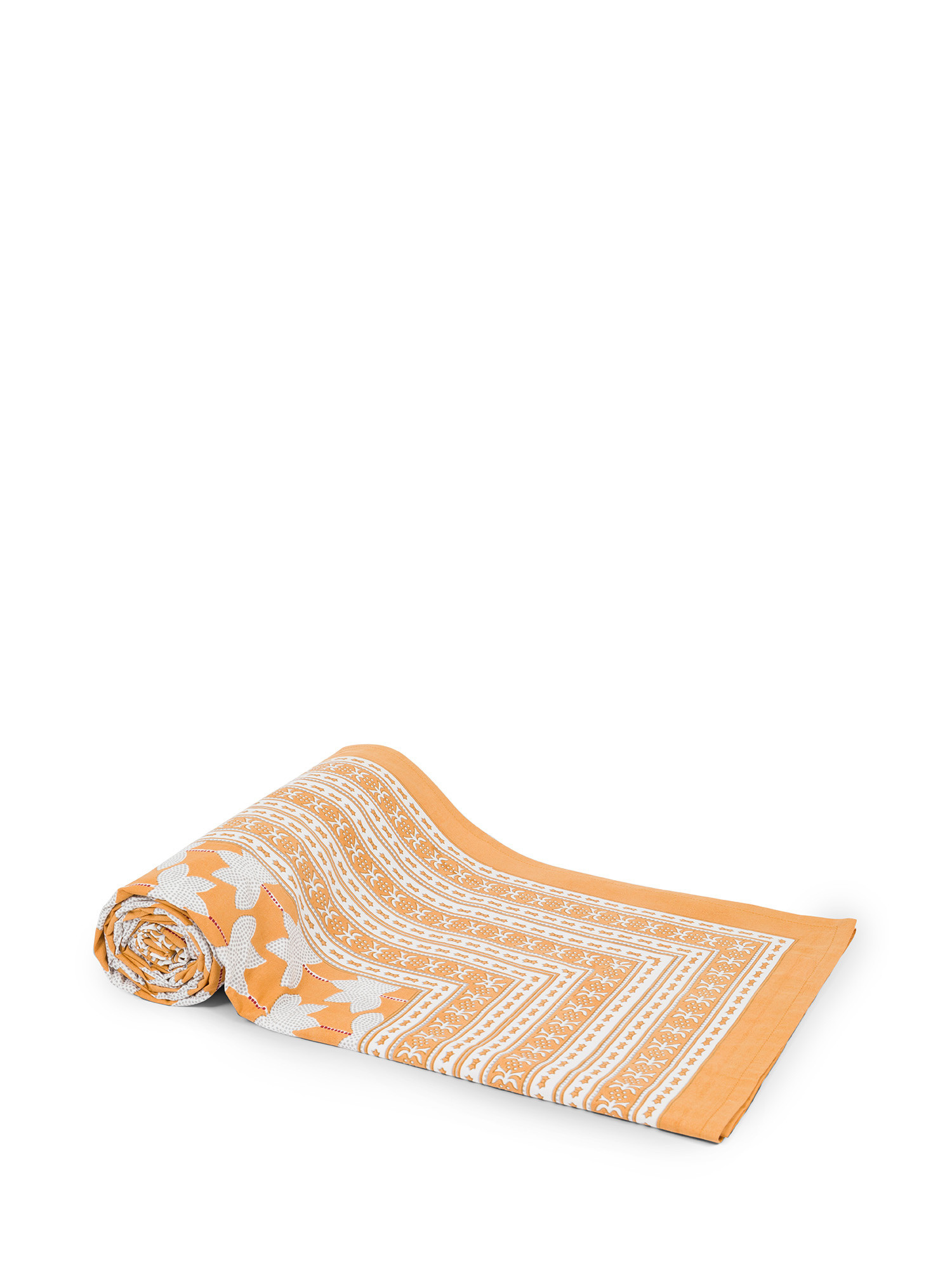 Multi-purpose towel in hand-printed cotton, Yellow, large image number 0