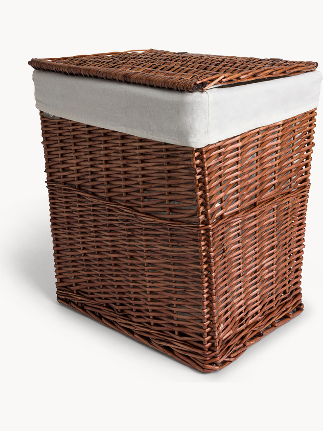 Wicker woven laundry basket