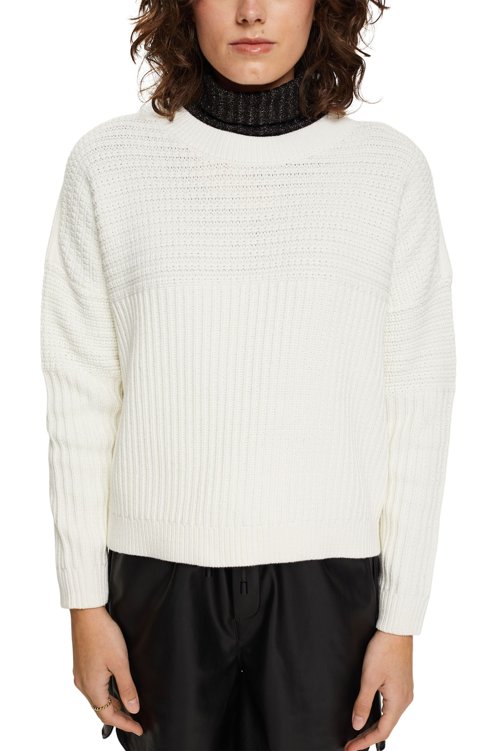 Esprit - Chunky knit pullover in cotton blend, White, large image number 1
