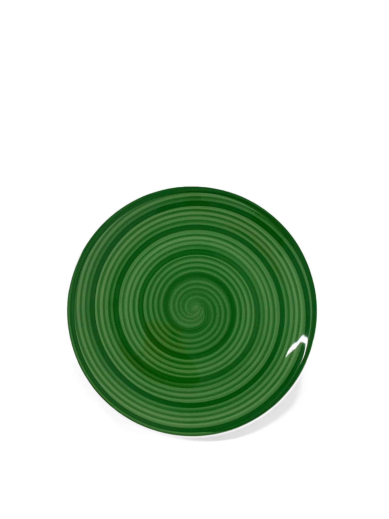 Spiral hand painted ceramic dinner plate, Green, large image number 0