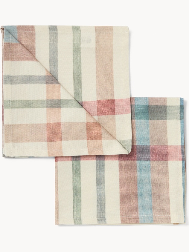 Set di 4 tovaglioli in panama di cotone con stampa check - Prezzo di lancio