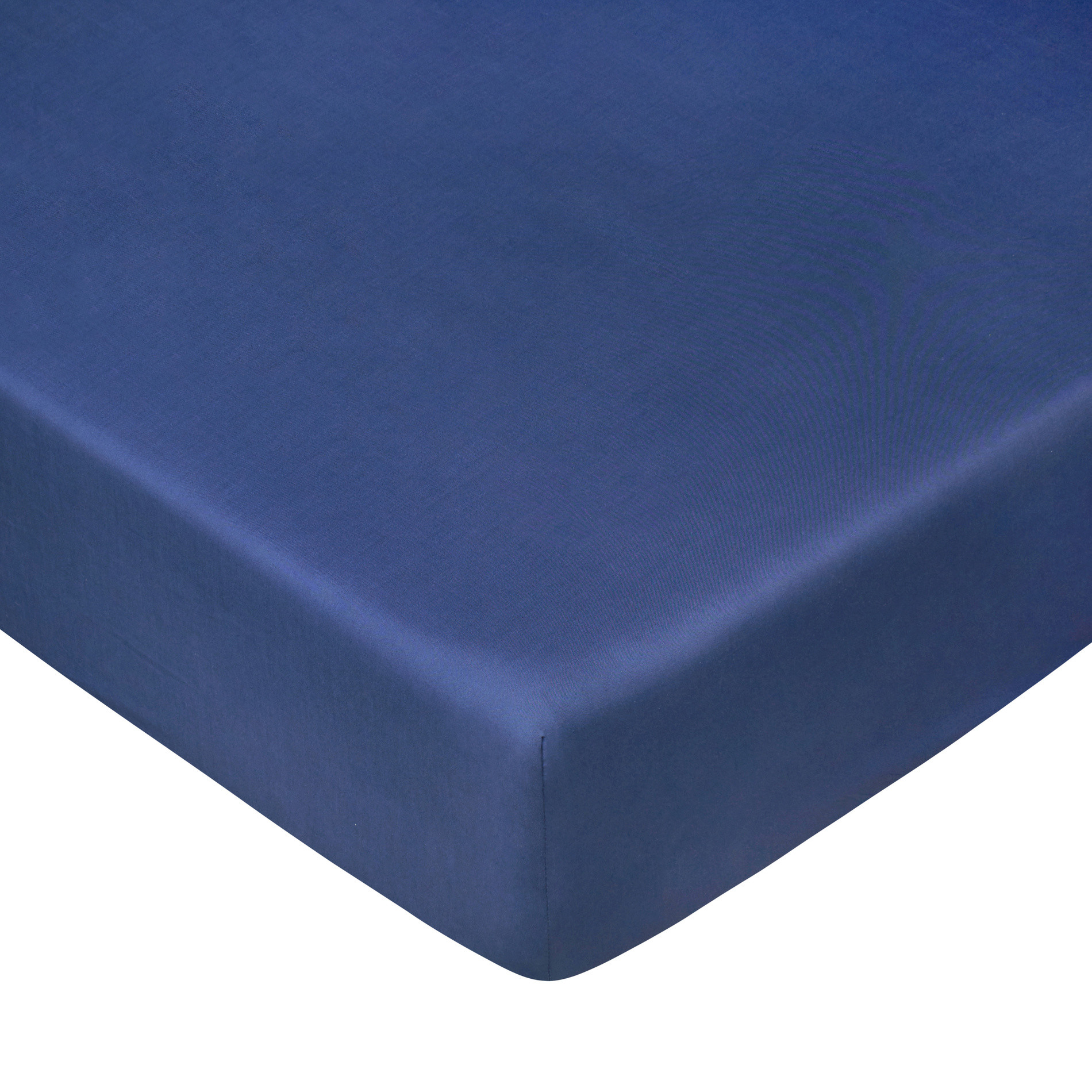 Zefiro solid colour fitted sheet in percale., Blue, large image number 0