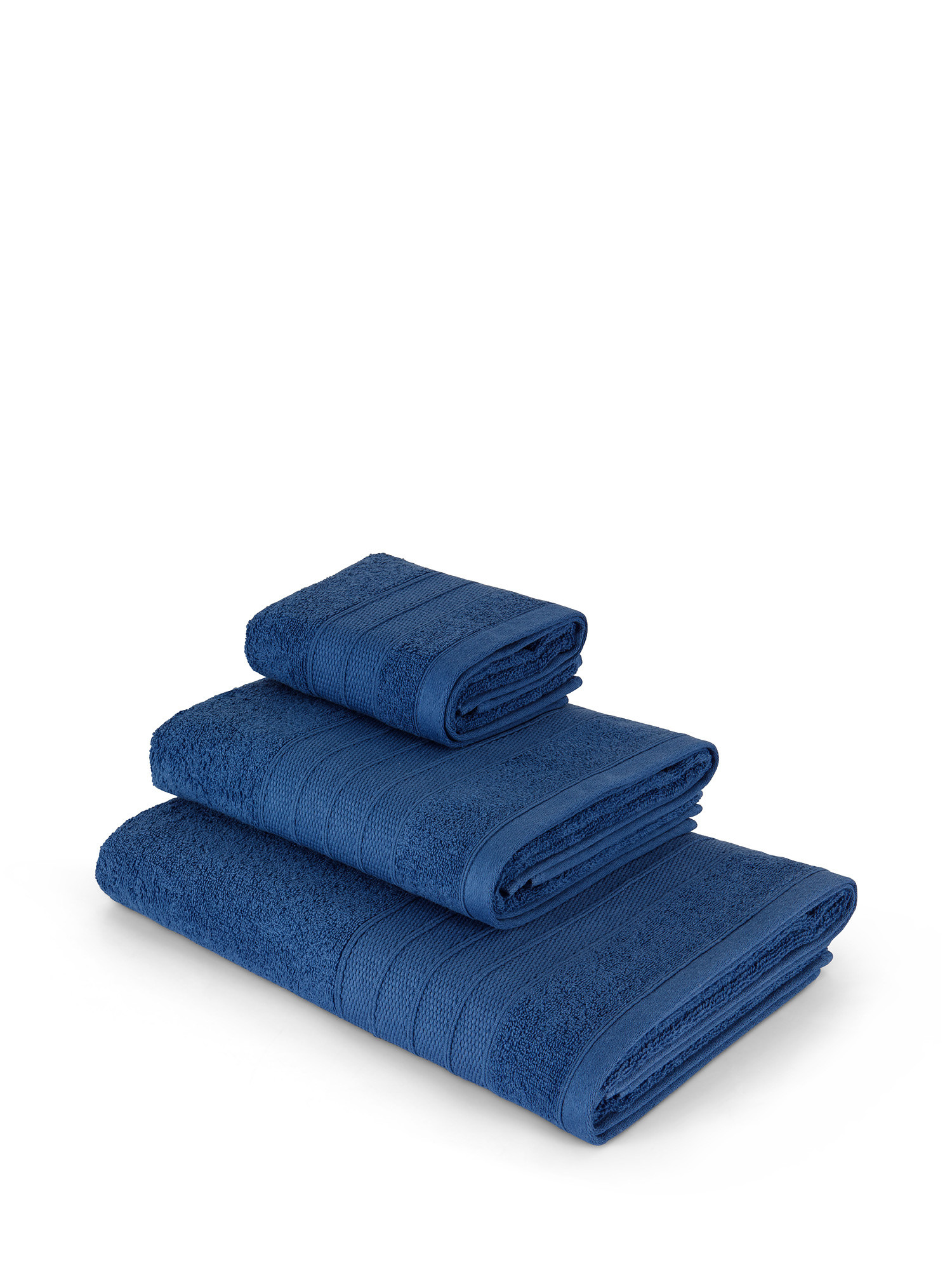 Asciugamano spugna di cotone tinta unita, Blu, large image number 0