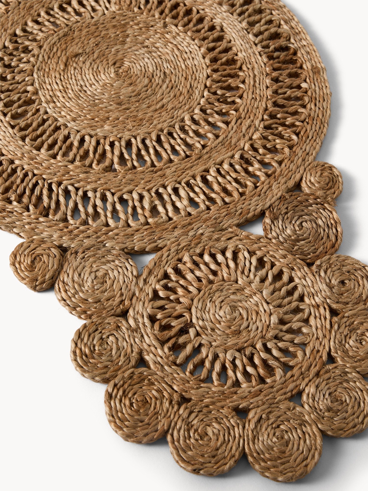 Runner in juta intrecciato a mano, Naturale, large image number 1