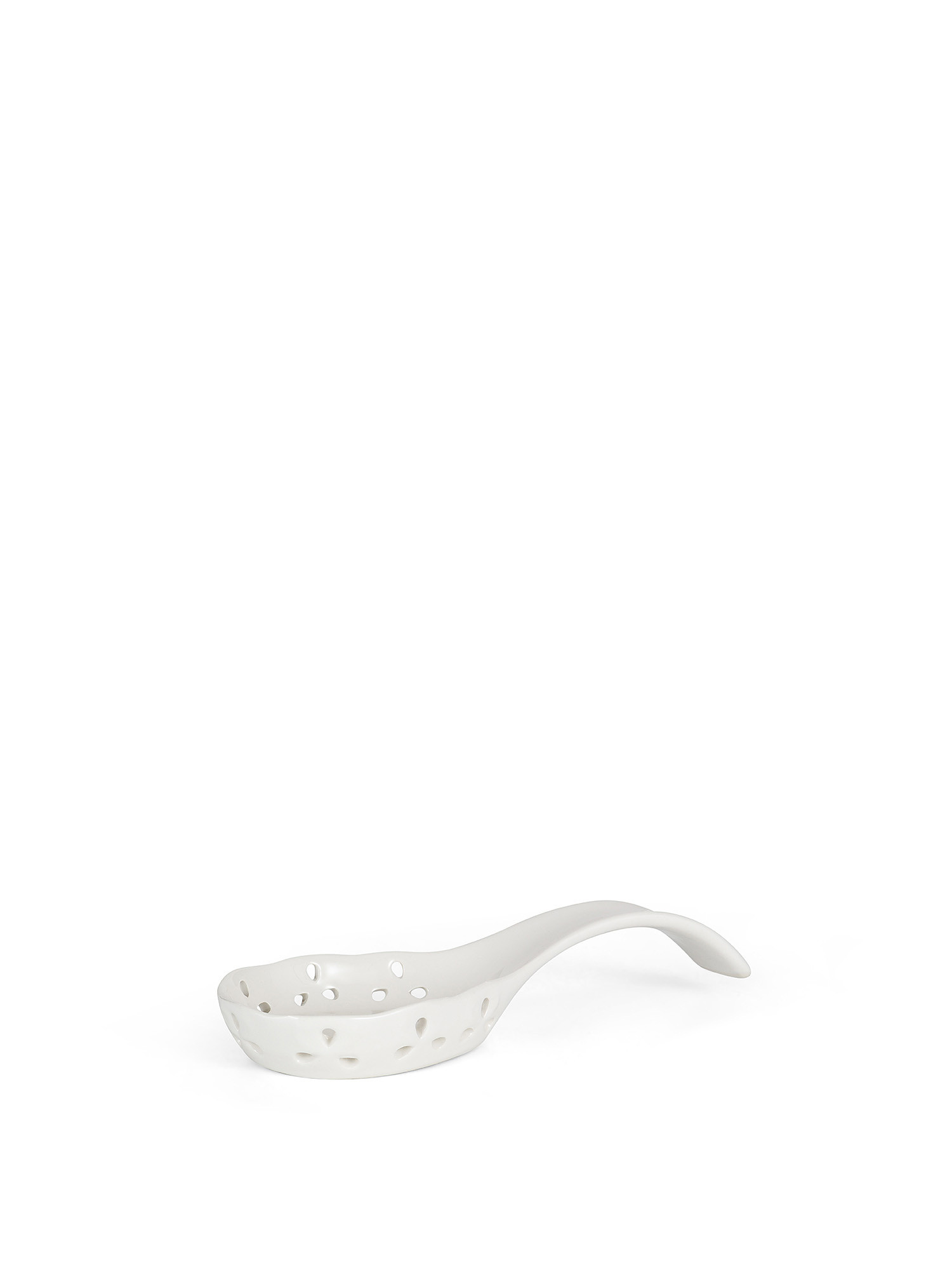 Ceramic spoon holder with perforated edge, White, large image number 0