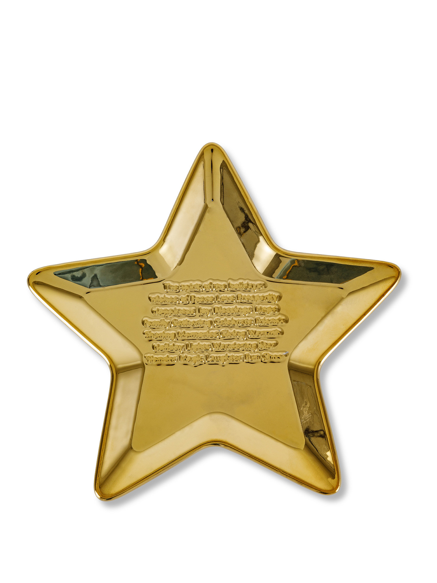 Piattino decorativo a stella in ceramica, Oro, large image number 1
