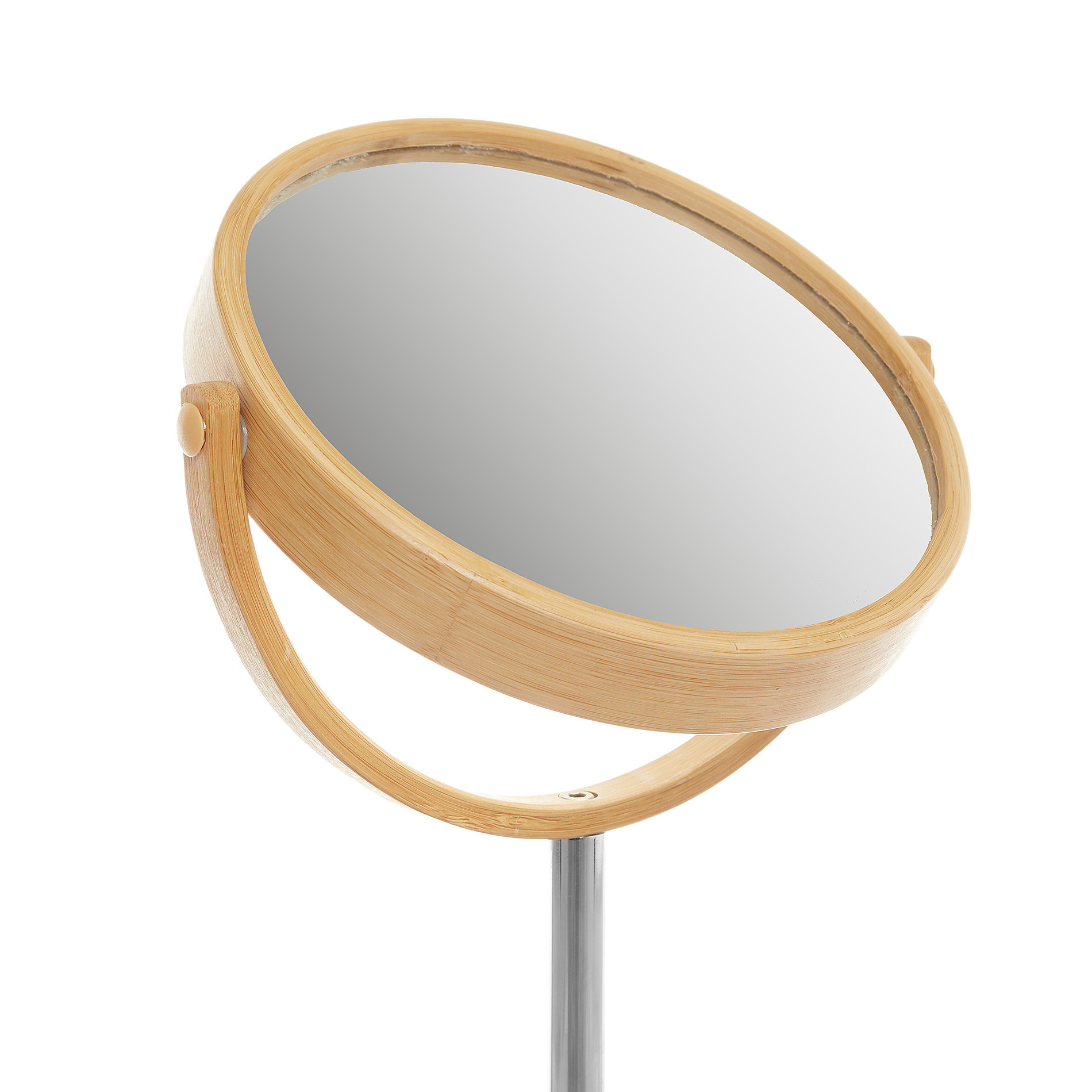 Specchio base in bamboo e tessuto, Naturale, large image number 1