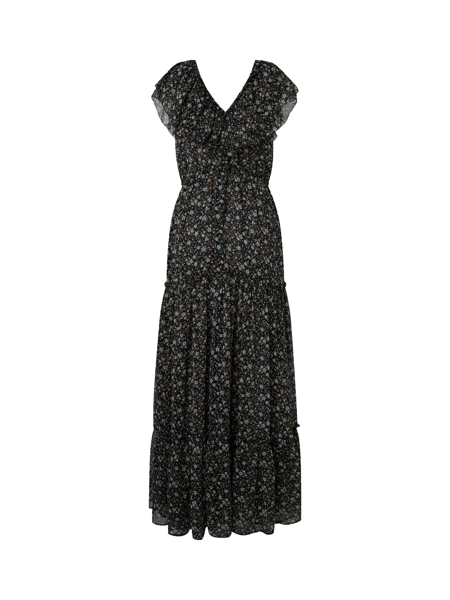 Pepe Jeans - Long dress with floral pattern, Black, large image number 0