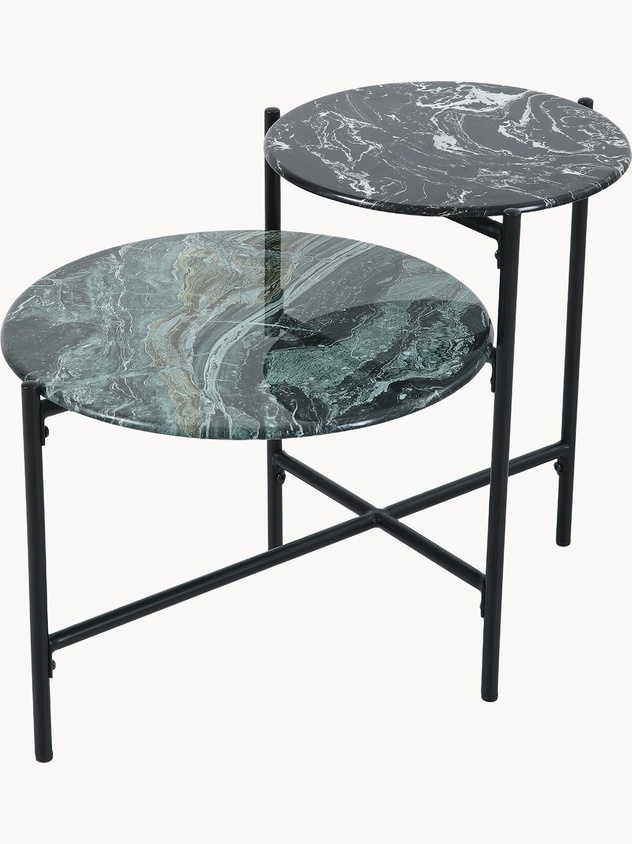 Double coffee table with two shelves