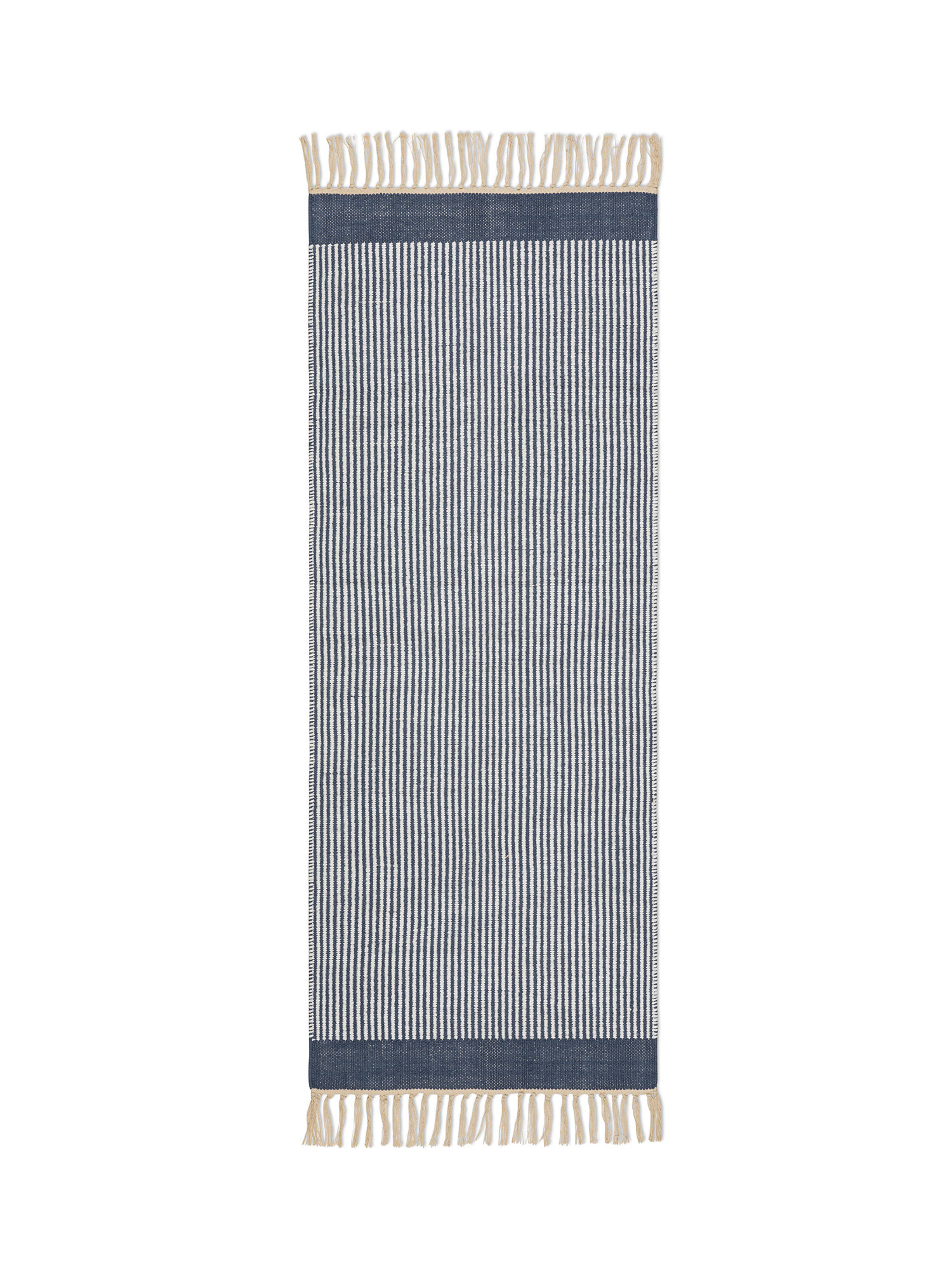 Cotton kitchen rug, White / Blue, large image number 0