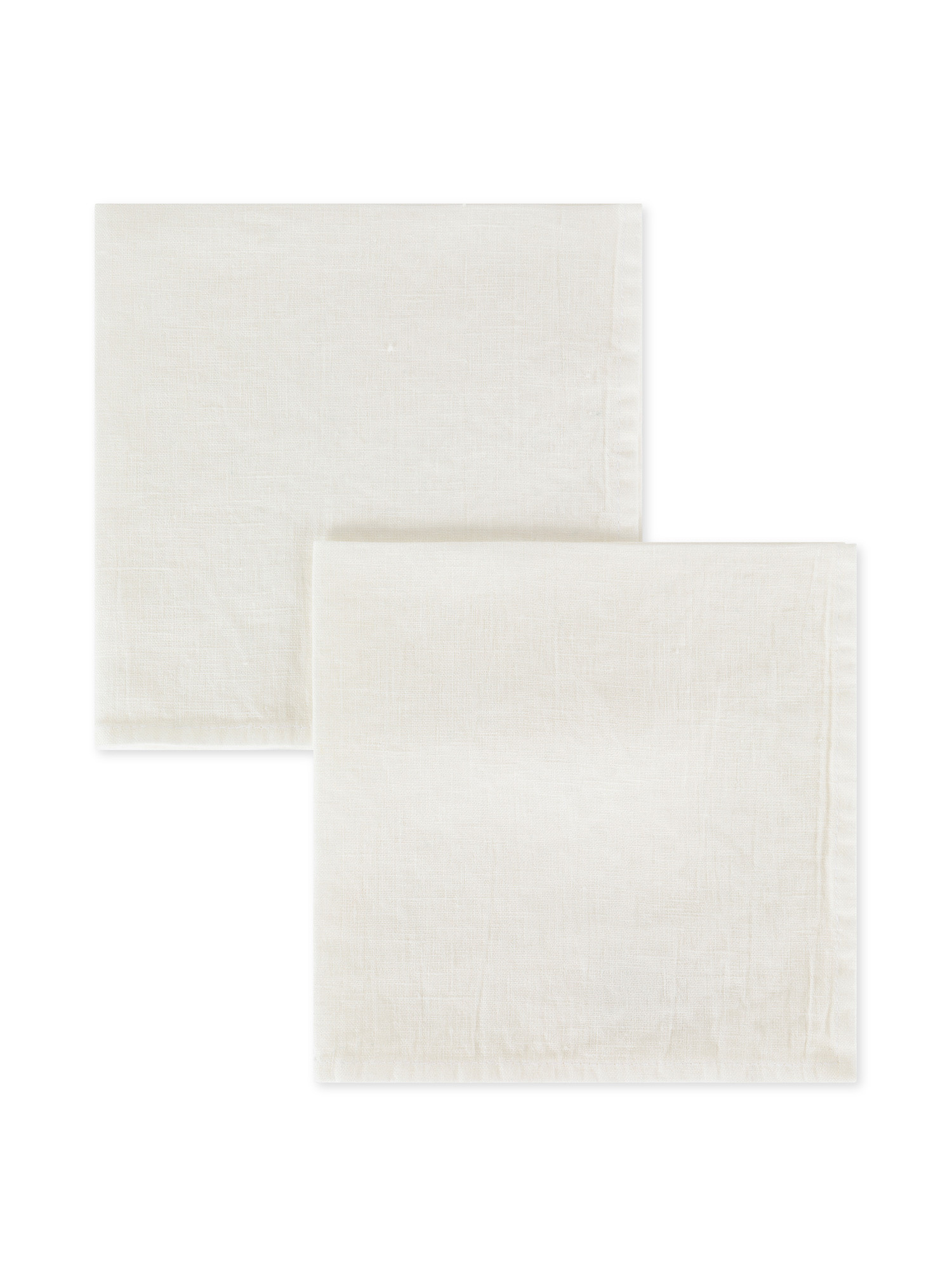 Set of 2 plain washed pure linen napkins, White, large image number 0