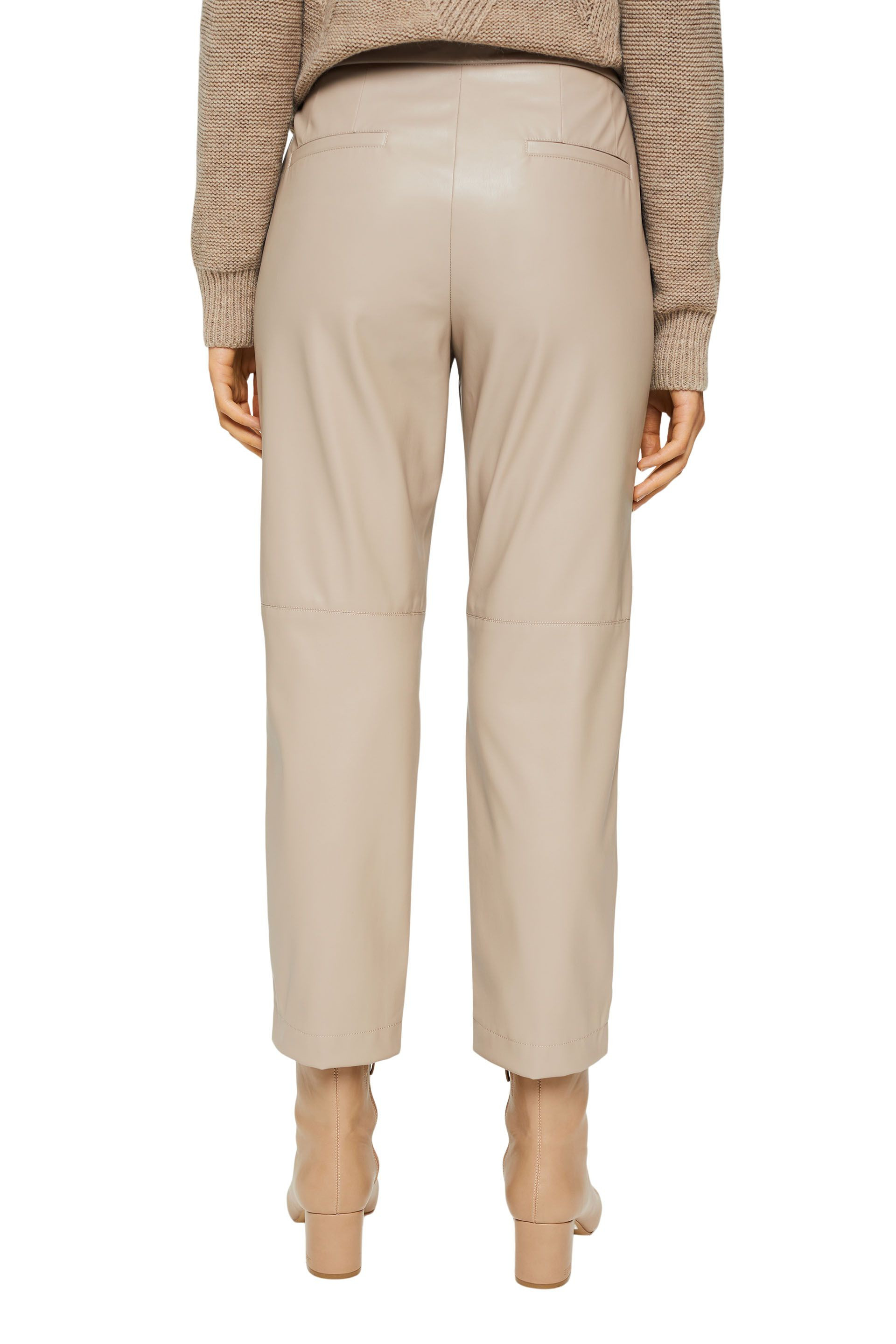 Cropped faux leather trousers, Light Beige, large image number 2