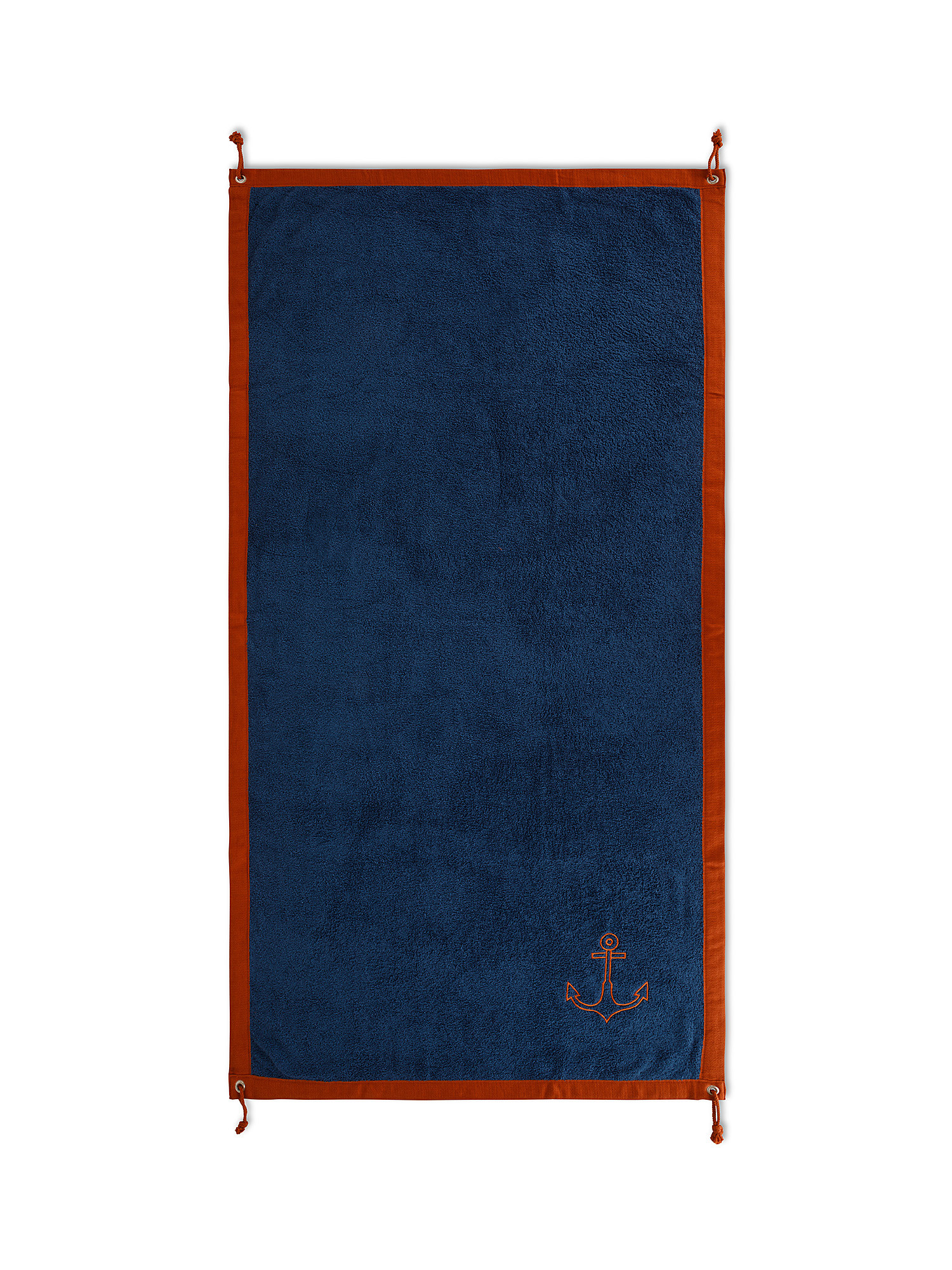 Terry cotton beach towel with anchor embroidery, Dark Blue, large image number 0