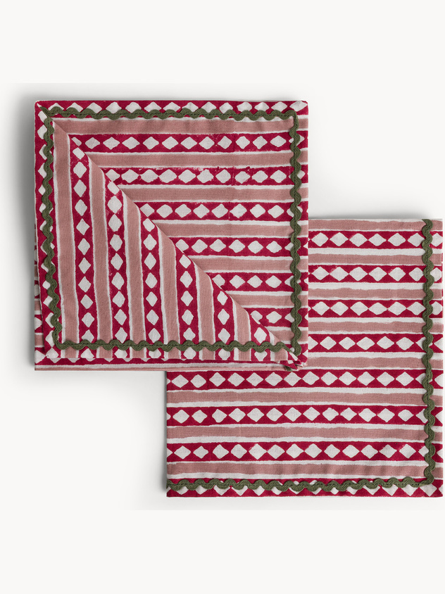 Set of 2 pure cotton napkins with block print