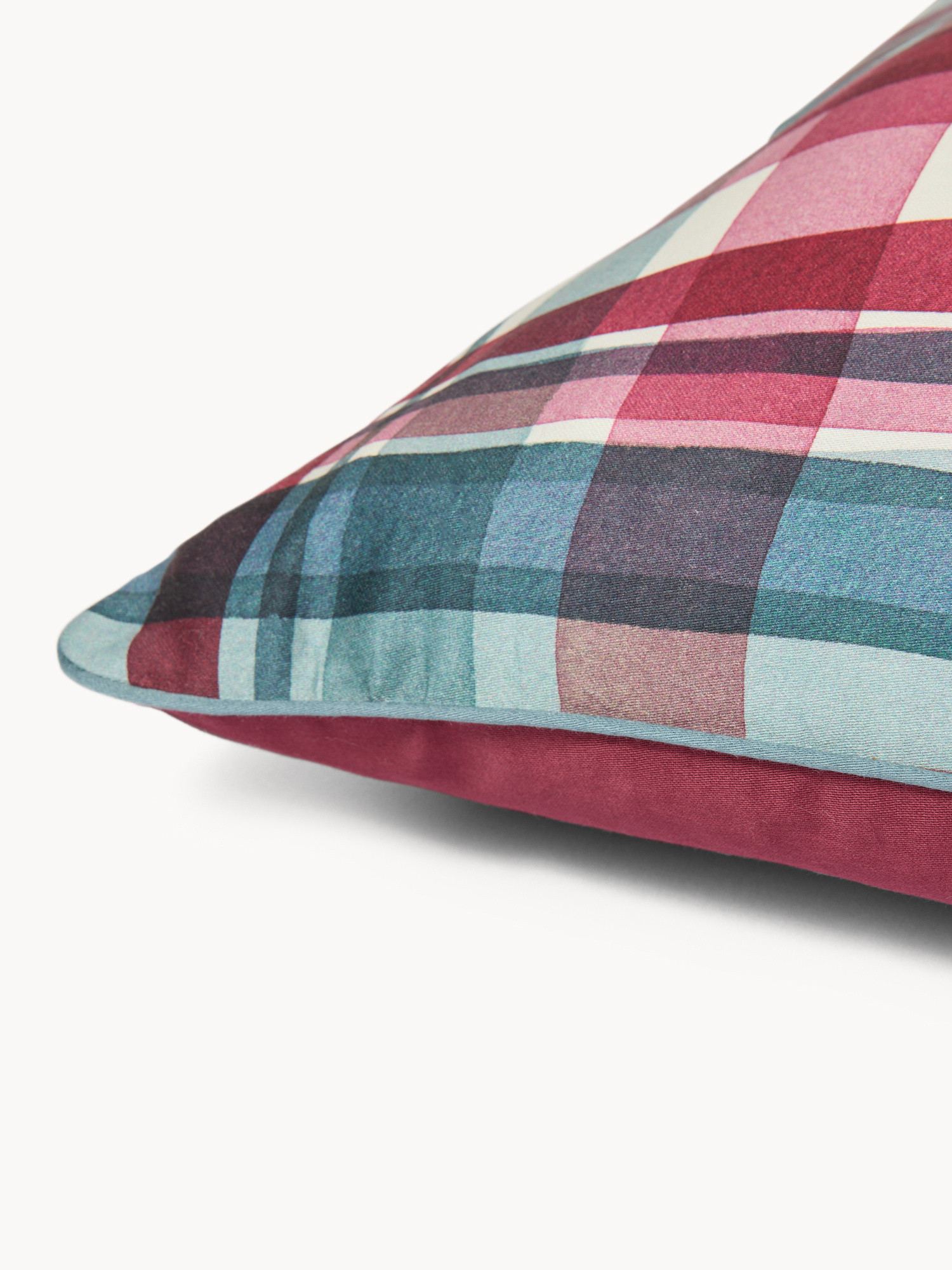 Federa in raso di cotone motivo check, Multicolor, large image number 1