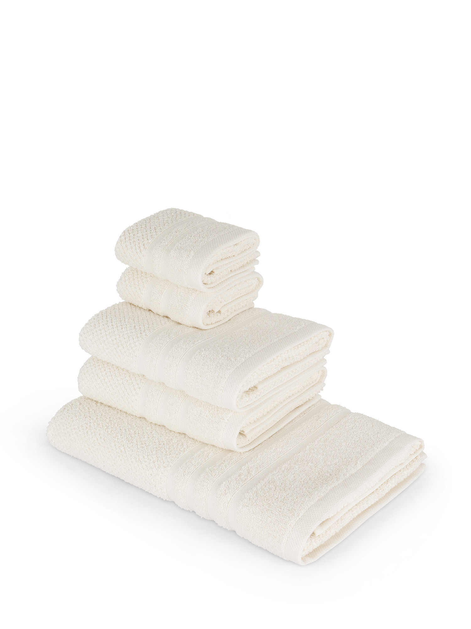 Set 5 asciugamani in spugna di cotone, Bianco, large image number 0