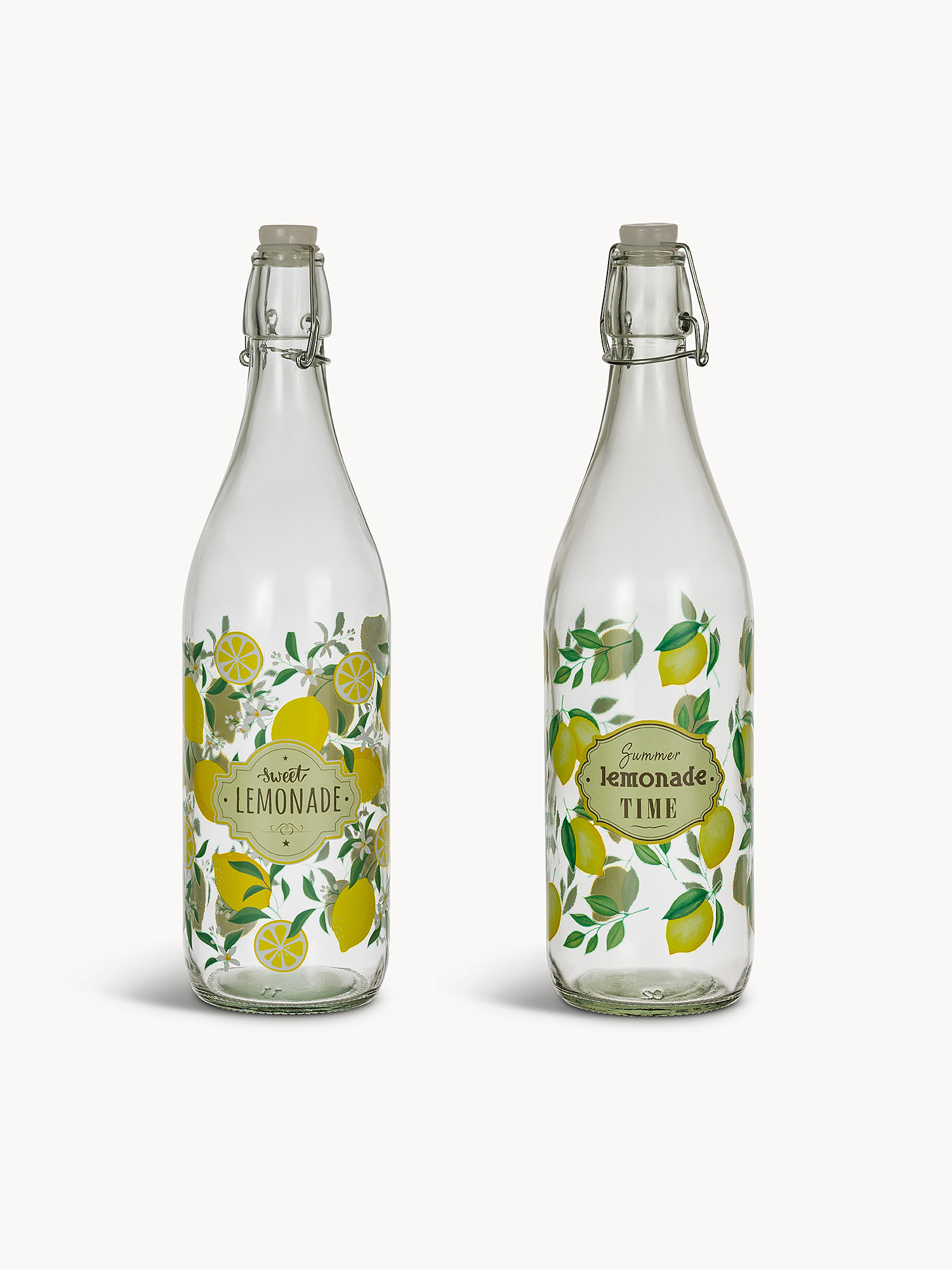 Glass bottles with lemon detail, Multicolor, large image number 0