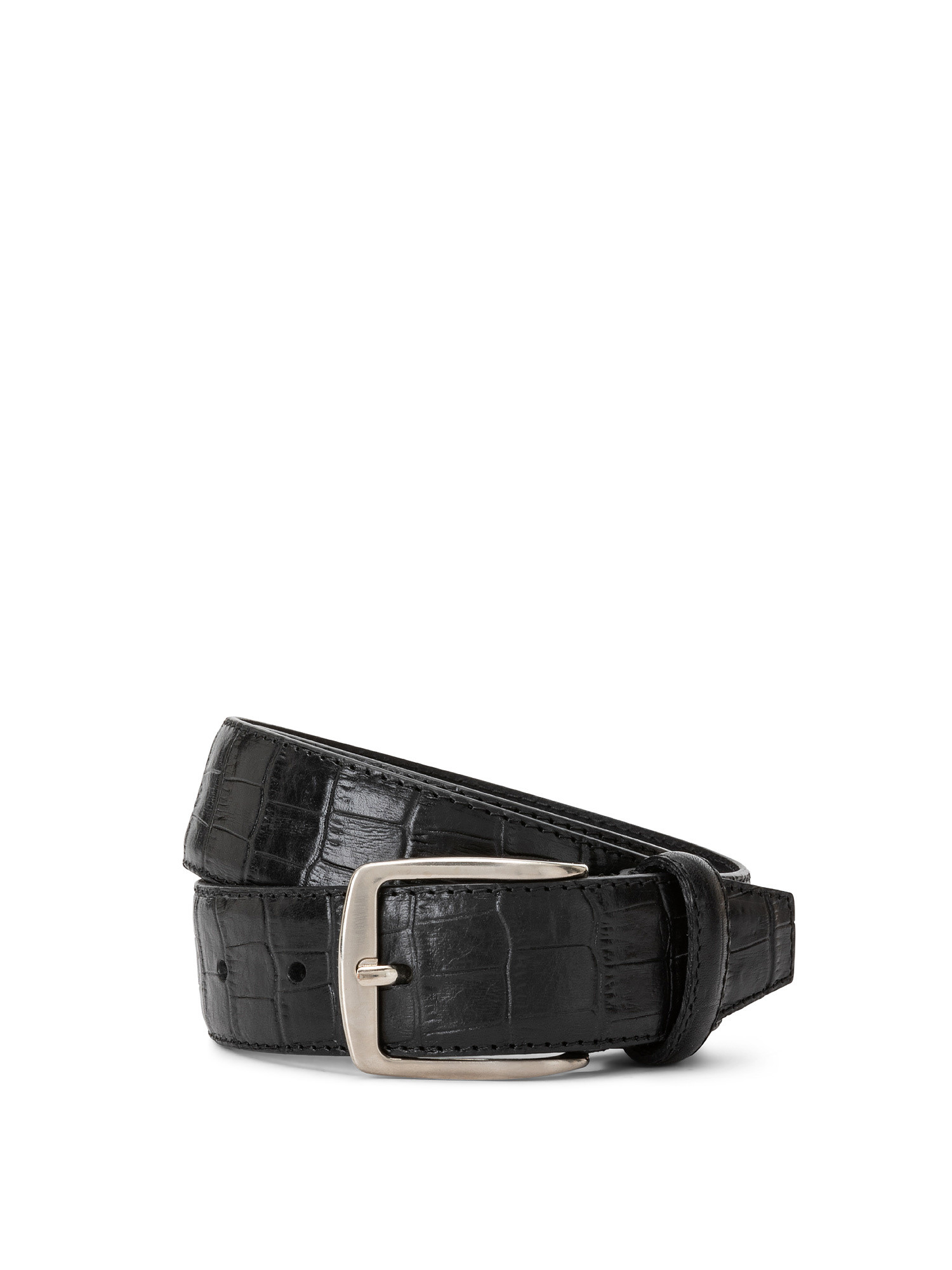 Cintura con stampa coccodrillo, Nero, large image number 0