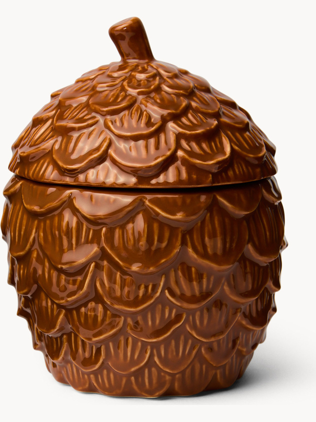 Ceramic jar with pine cone motif