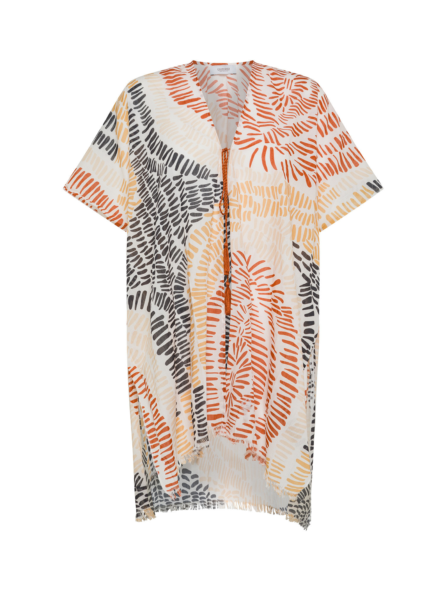 Printed pure cotton caftan, Multicolor, large image number 0