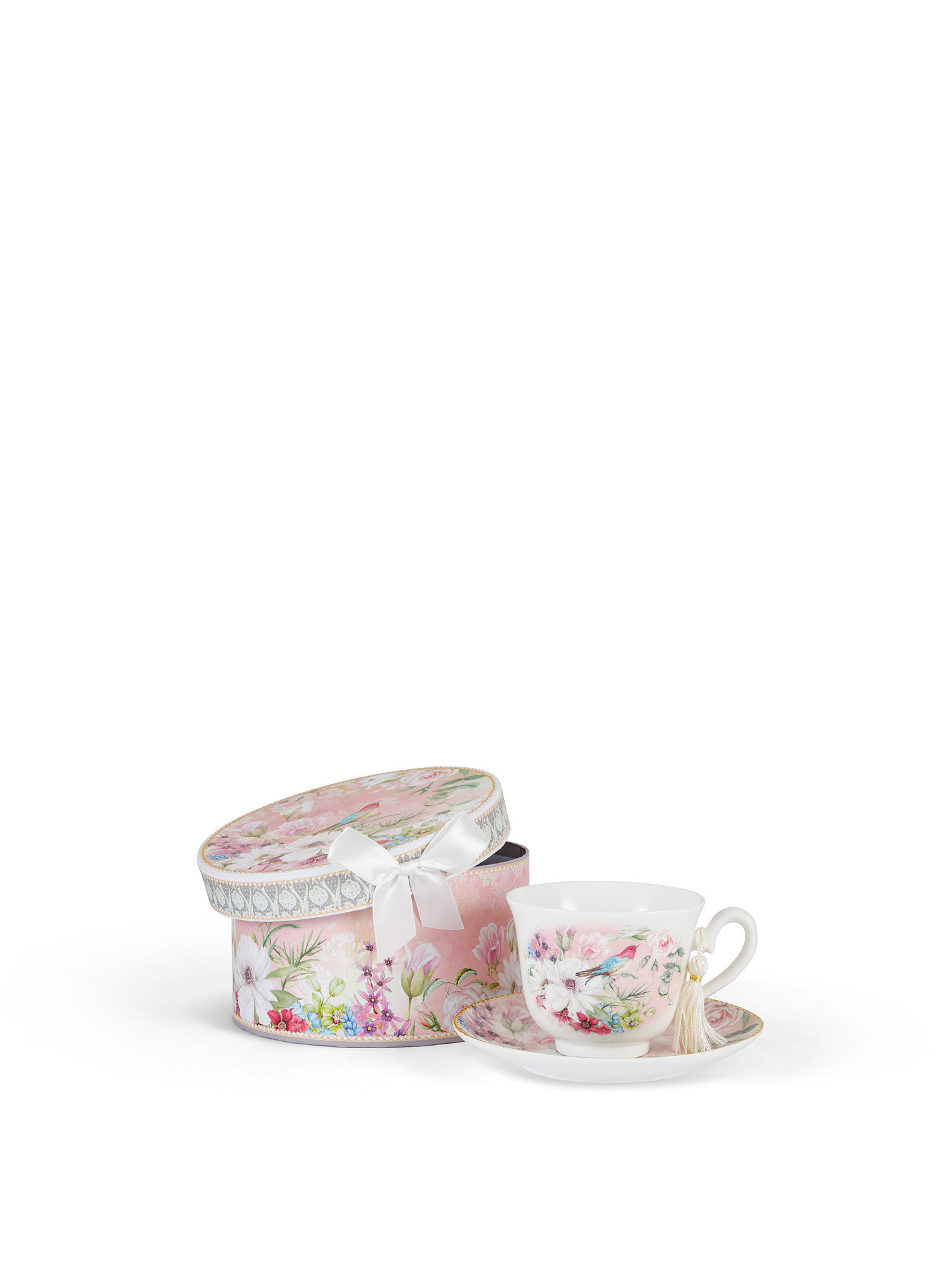 New bone china tea cup with bird motif, Pink, large image number 0