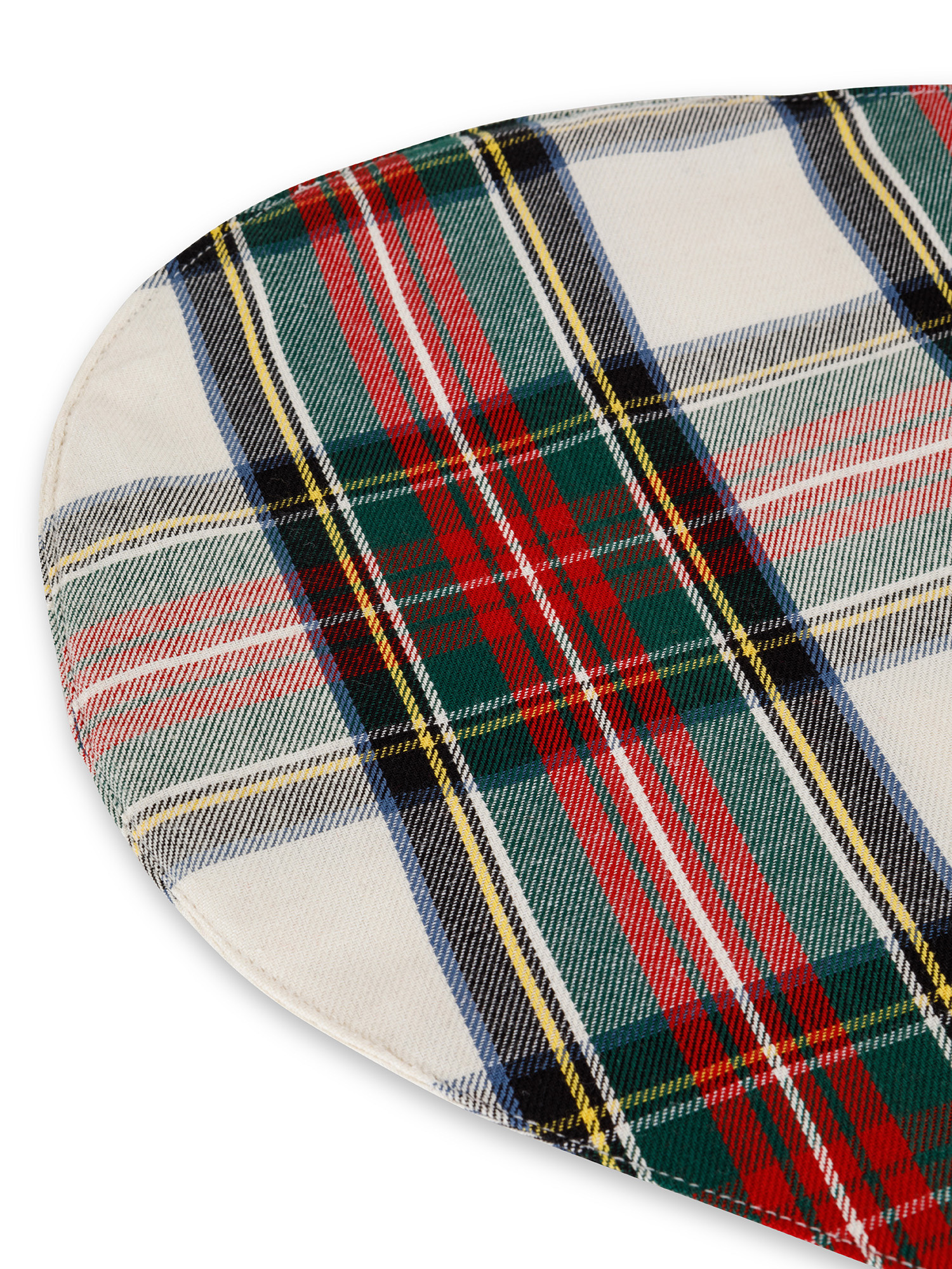 Tartan cotton twill heart placemat, White, large image number 1