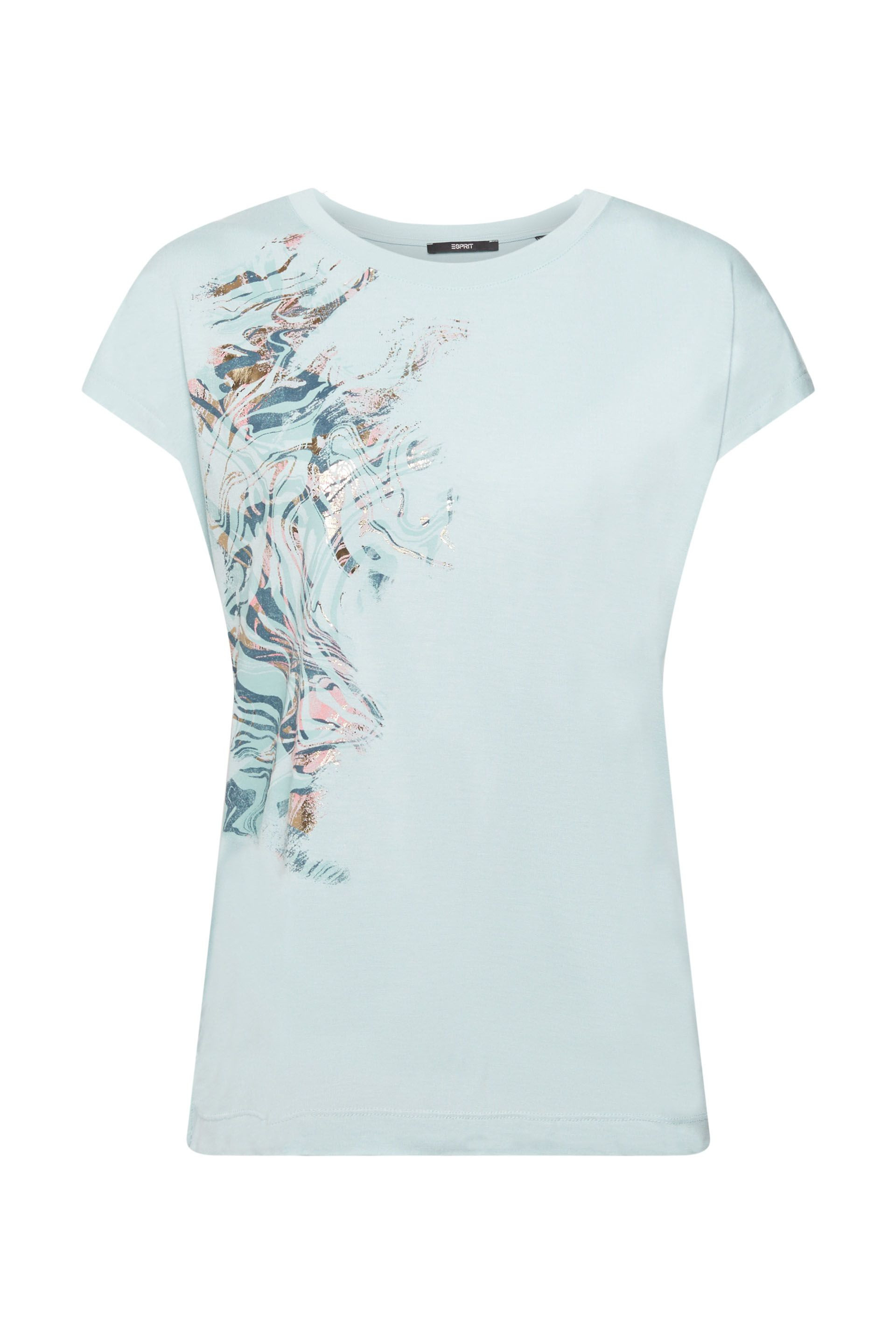 Esprit - T-shirt with sequin lettering, Light Blue, large image number 0