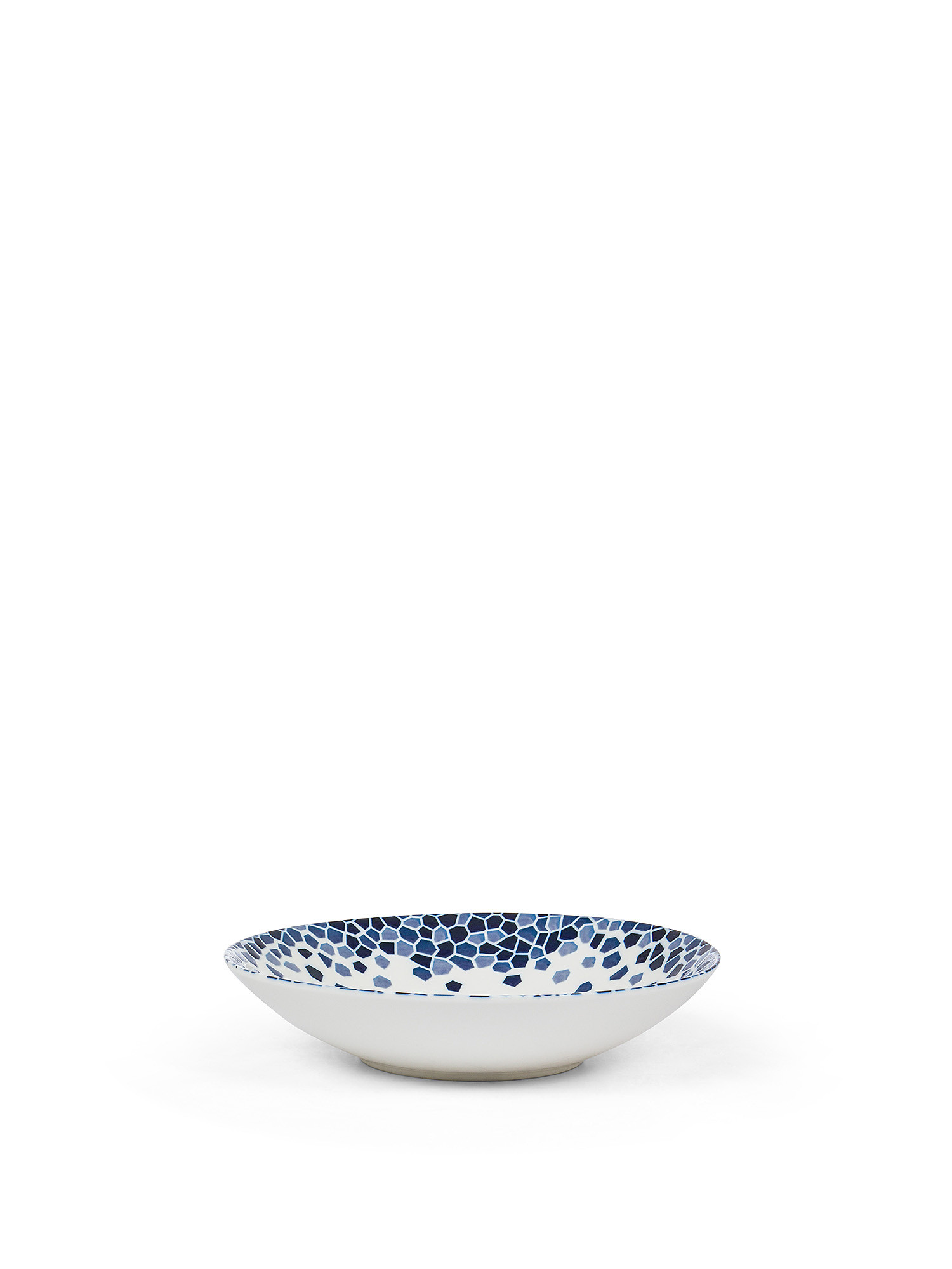 Porcelain soup plate with blue mosaic, White / Blue, large image number 0