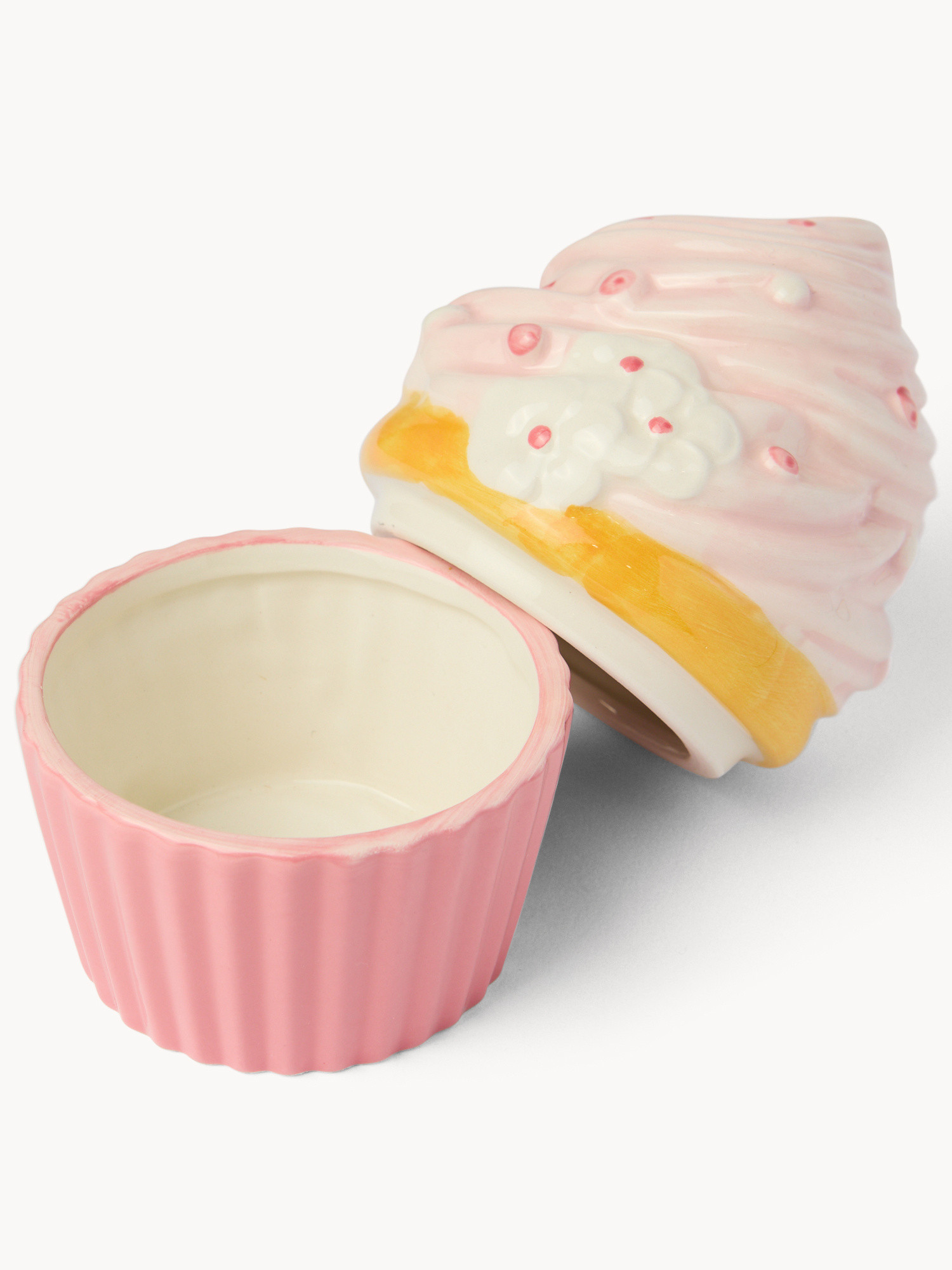 Scatolina in ceramica a forma di cupcake, Rosa, large image number 1