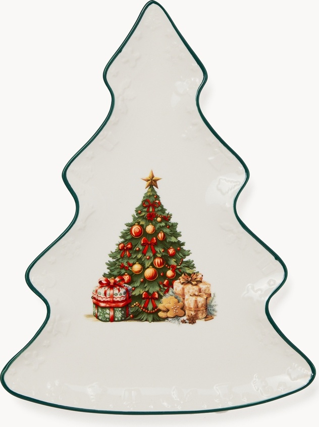 Porcelain serving platter with a Christmas motif