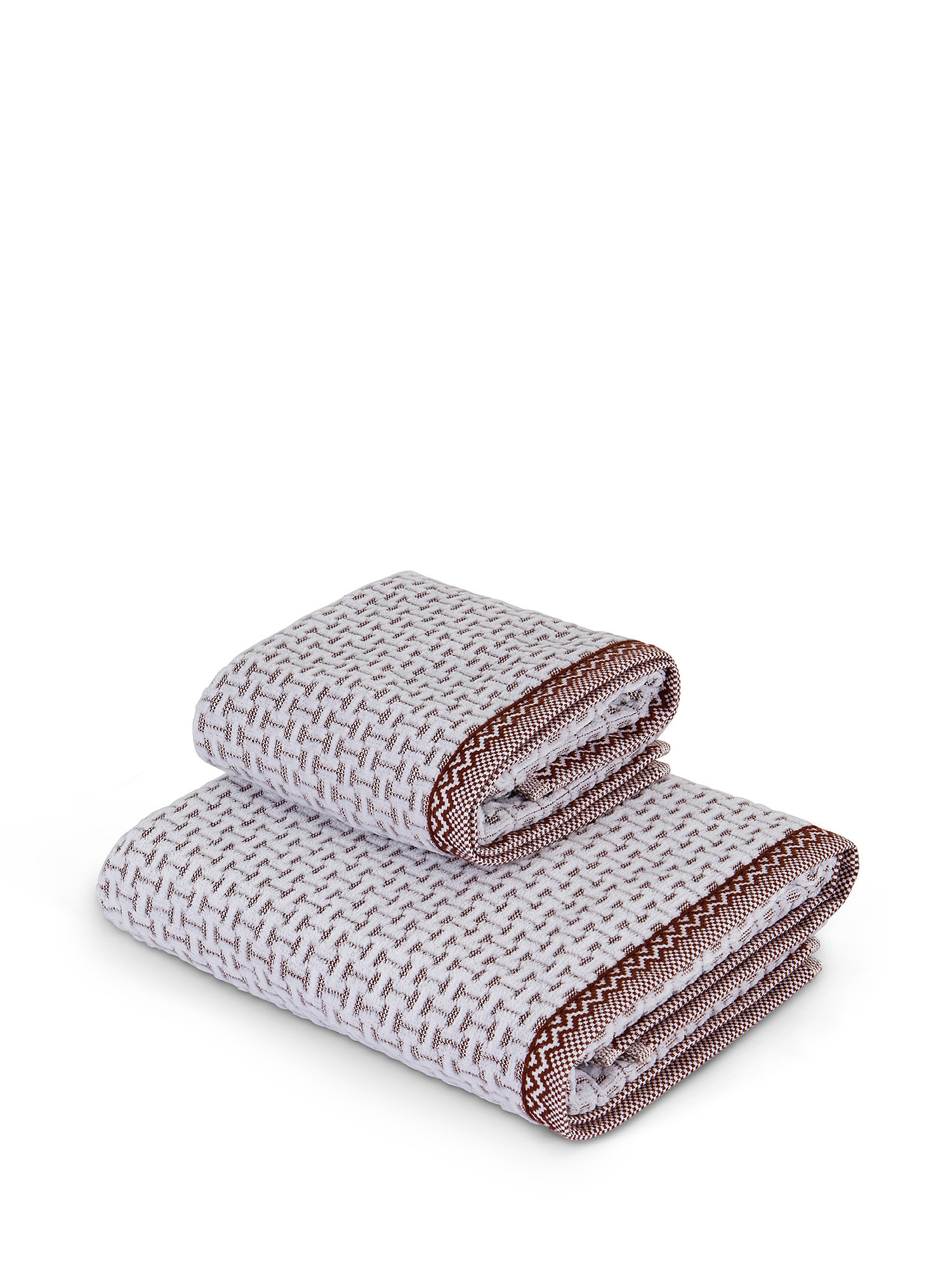 Cotton velor towel with woven pattern, Dark Red, large image number 0