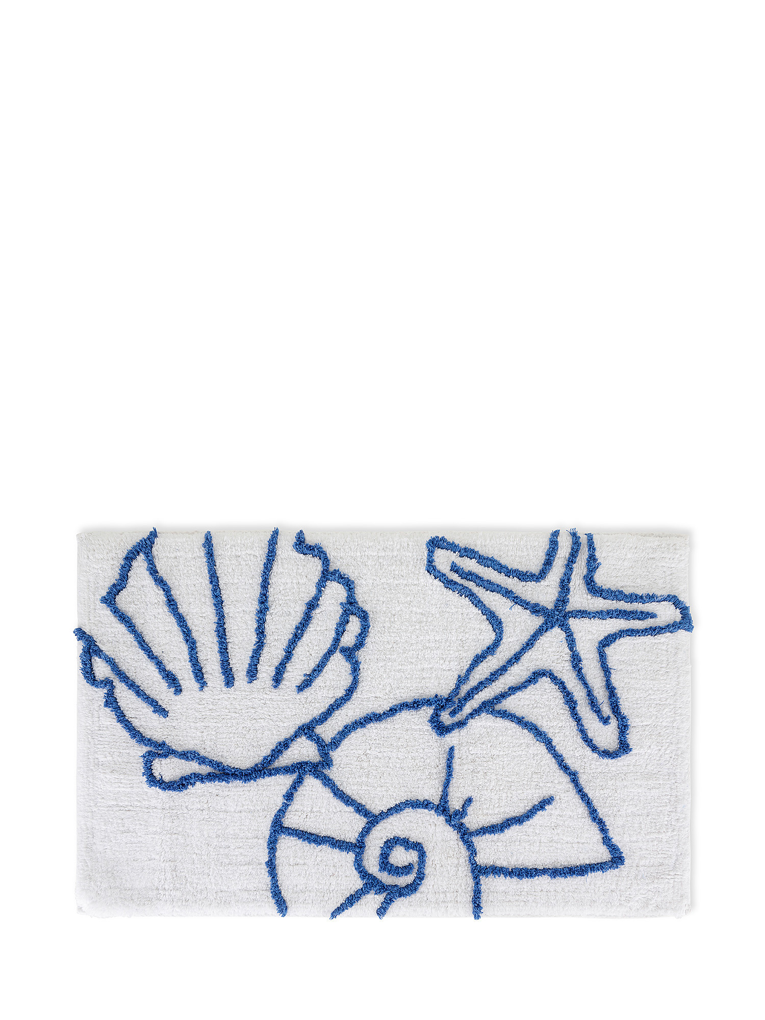 Tappeto bagno cotone motivo conchiglie, Blu, large image number 0