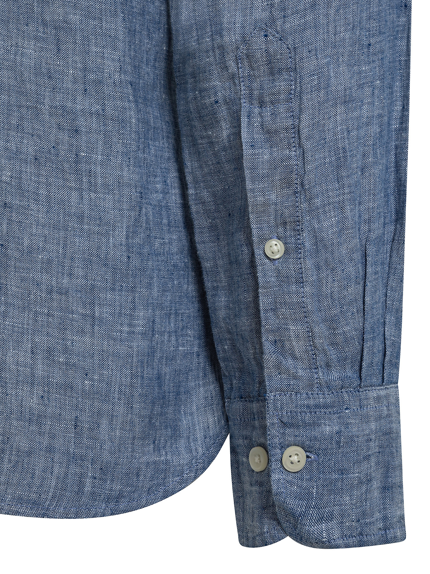 Camicia puro lino collo francese, Blu, large image number 2